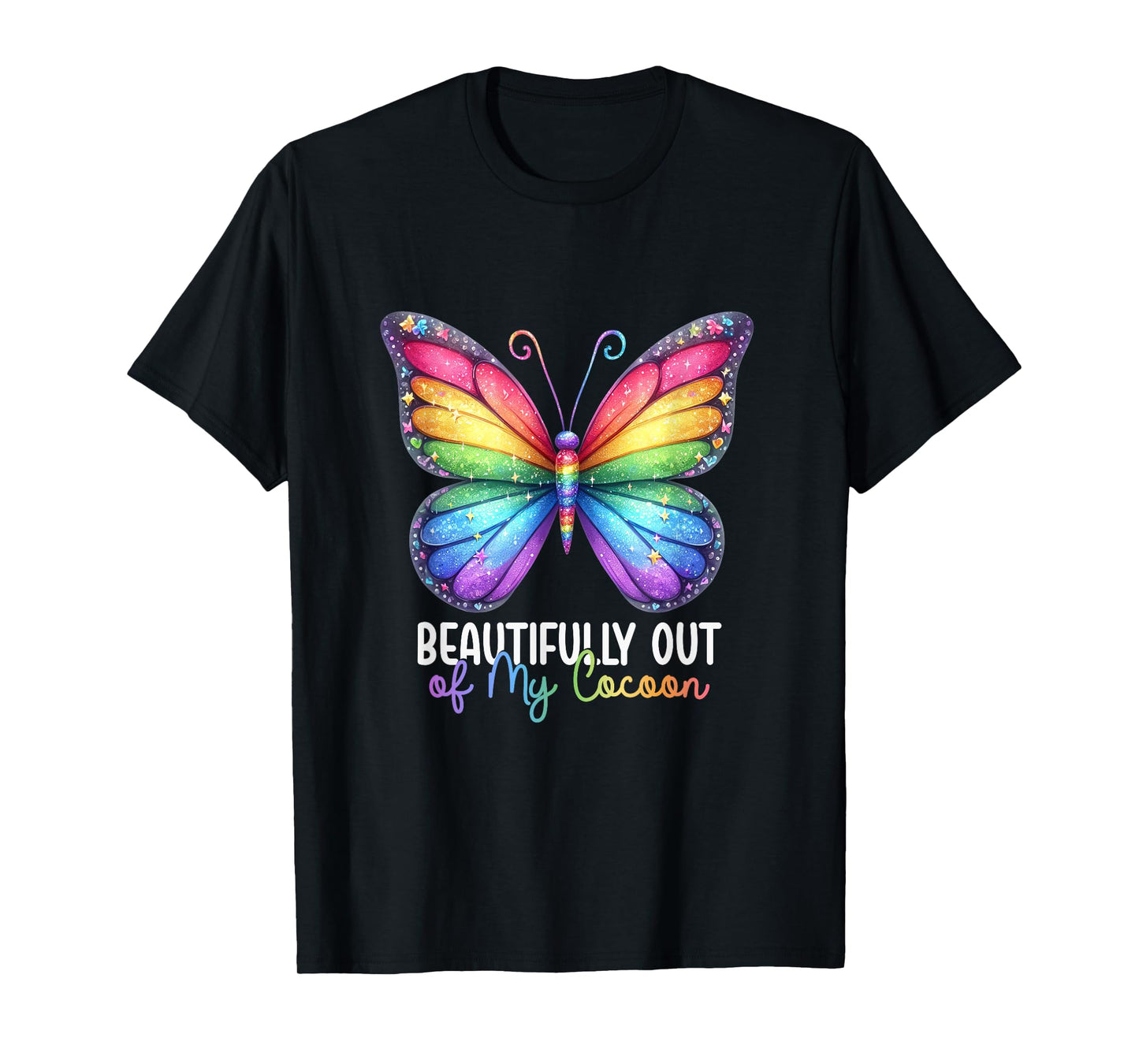 180g pure cotton round neck single side printed t-shirt, pride rainbow butterfly LGBTQ empowerment funny gay t-shirt, casual t-shirt for men and women, perfect t-shirt for holiday gift, Christmas gift, 2025 gift, New Year gift
