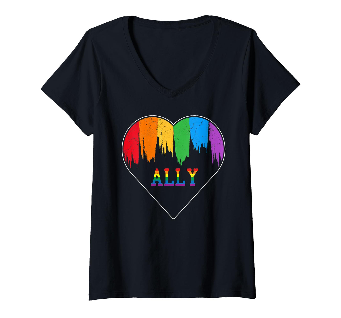 180g pure cotton round neck single side printed T-shirt, women's Ally Lgbt equality love LGBTQ rainbow flag gay pride Ally V neck T-shirt, casual T-shirts for men and women, perfect T-shirt for holiday gifts, Christmas gifts, 2025 gifts, New Year gifts