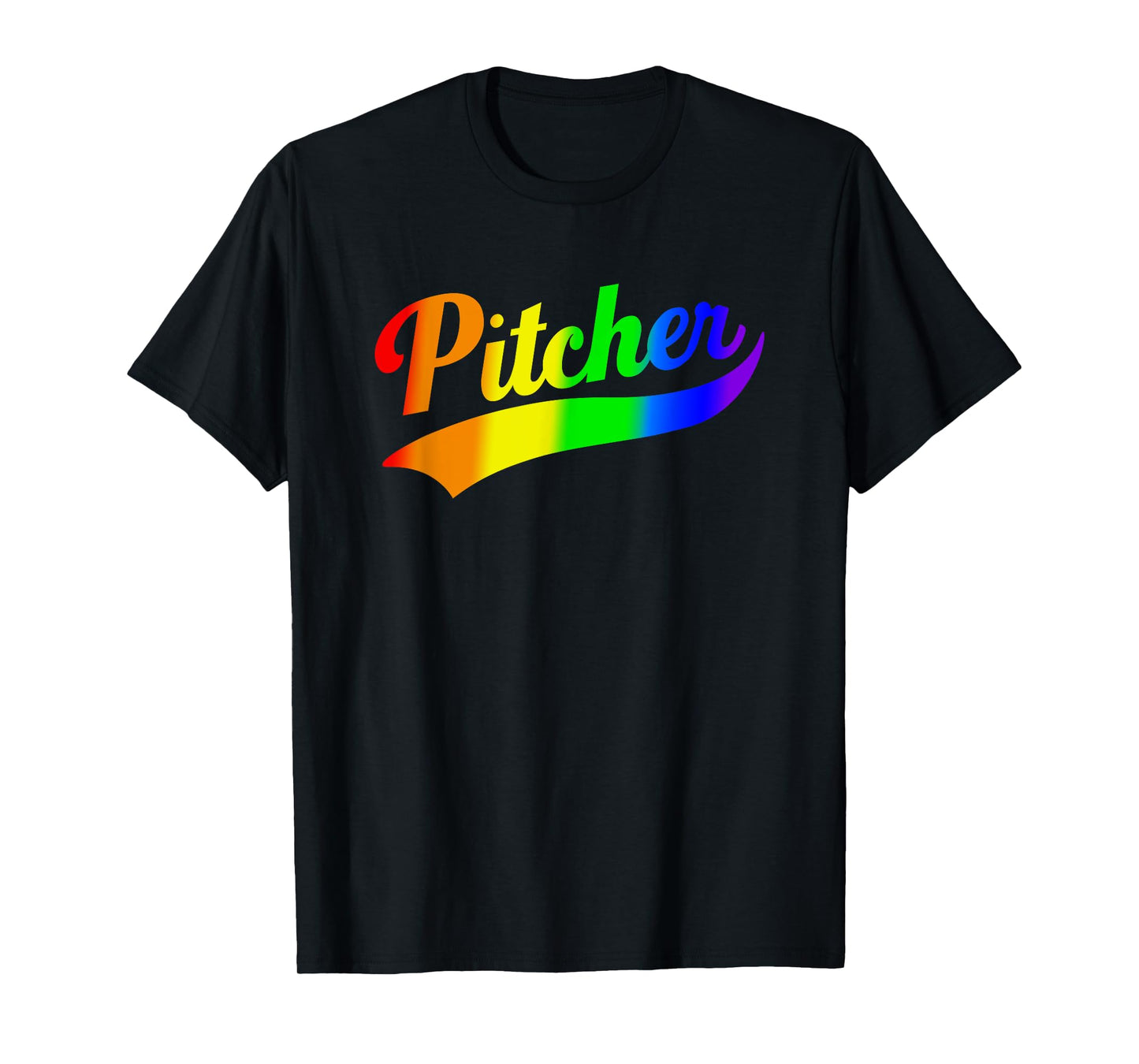 180g pure cotton round neck single side printed t-shirt, funny pitcher rainbow gay pride t-shirt, casual t-shirt for men and women, perfect t-shirt for holiday gift, Christmas gift, 2025 gift, New Year gift