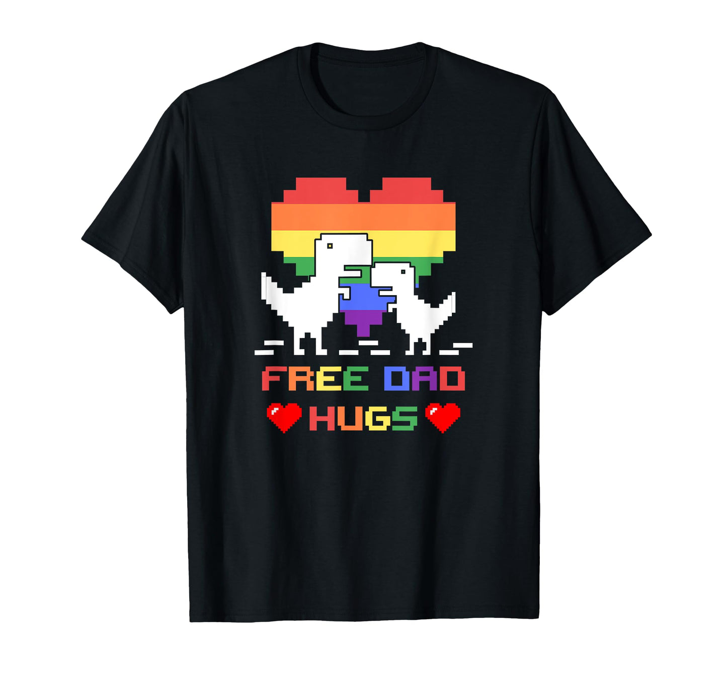 180g pure cotton round neck single side printed T-shirt, gay pride parade LGBTQ flag dinosaur little arm free dad hug T-shirt, casual T-shirts for men and women, perfect T-shirt for holiday gifts, Christmas gifts, 2025 gifts, New Year gifts