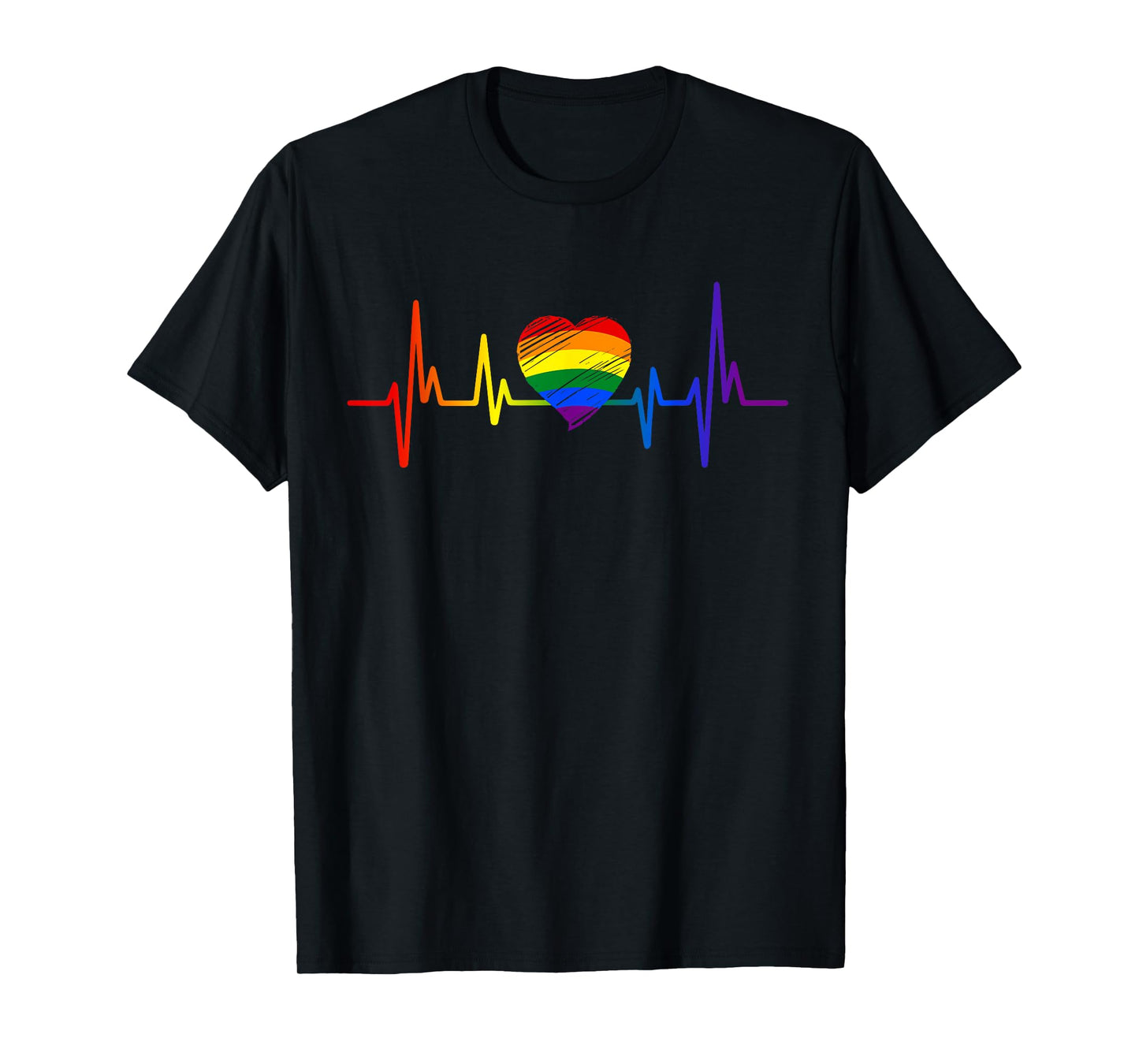 180g pure cotton round neck single side printed t-shirt, cute LGBT gay pride heartbeat lesbian gay love t-shirt, casual t-shirt for men and women, perfect t-shirt for holiday gift, Christmas gift, 2025 gift, New Year gift
