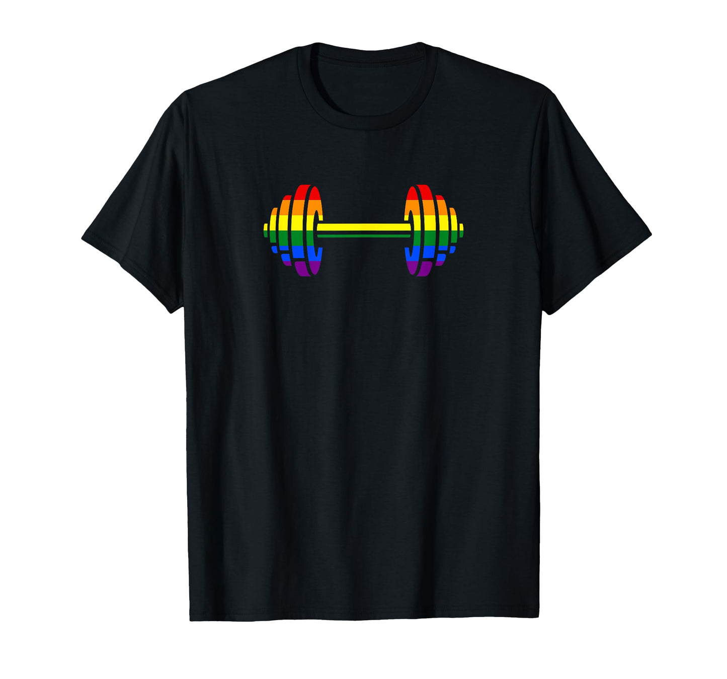 180g pure cotton round neck single side printed T-shirt, gay pride rainbow dumbbell fitness T-shirt, casual T-shirt for men and women, perfect T-shirt for holiday gifts, Christmas gifts, 2025 gifts, New Year gifts