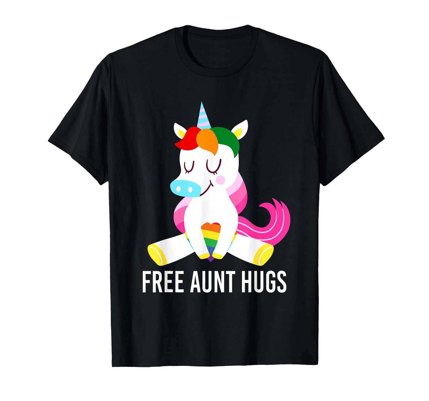180g pure cotton round neck single-sided printed T-shirt, free aunt hug unicorn rainbow flag LGBT gay pride month T-shirt, casual T-shirts for men and women, perfect T-shirt for holiday gifts, Christmas gifts, 2025 gifts, New Year gifts