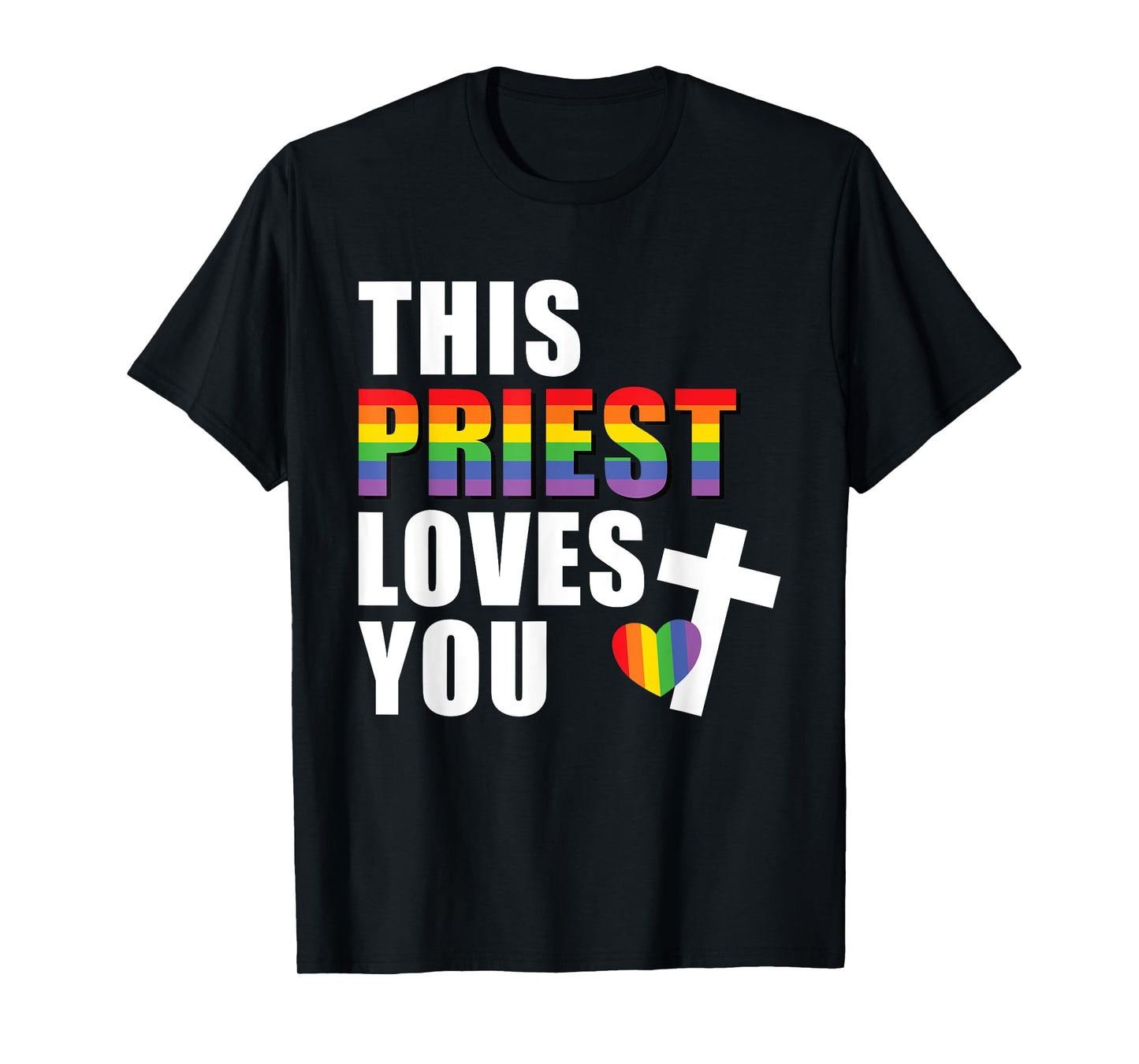 180g pure cotton round neck single side printed T-shirt, this pastor loves you LGBTQ ally religious leader gay pride T-shirt, casual T-shirt for men and women, perfect T-shirt for holiday gifts, Christmas gifts, 2025 gifts, New Year gifts