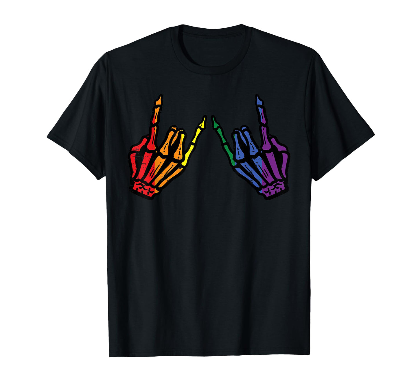 180g pure cotton round neck single side printed T-shirt, gay rock skull hand rainbow pride LGBT rock boy T-shirt, casual T-shirt for men and women, perfect T-shirt for holiday gift, Christmas gift, 2025 gift, New Year gift