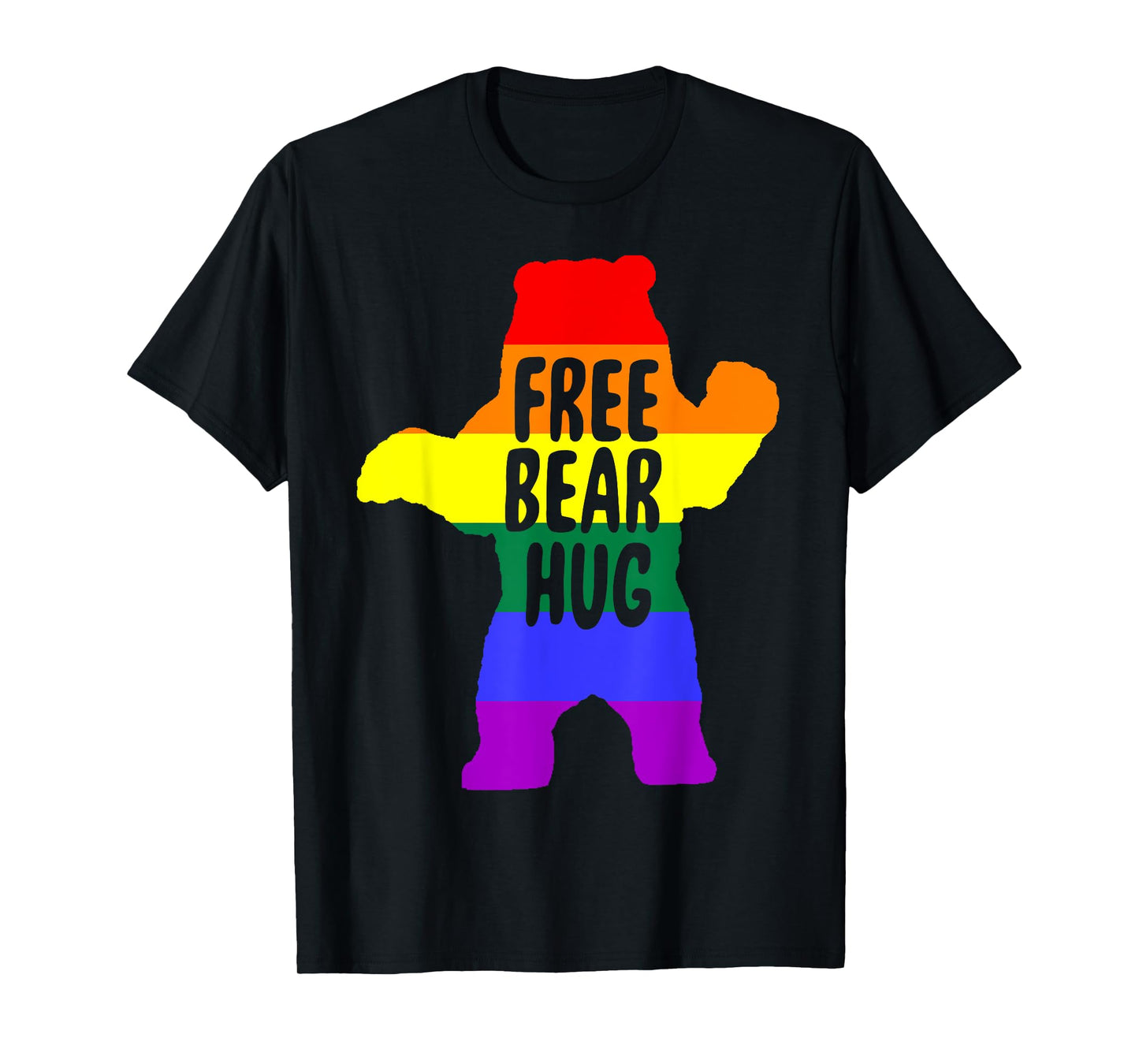 180g pure cotton round neck single-sided printed T-shirt, free bear hug gay rainbow T-shirt, casual T-shirt suitable for men and women, perfect T-shirt for holiday gifts, Christmas gifts, 2025 gifts, New Year gifts