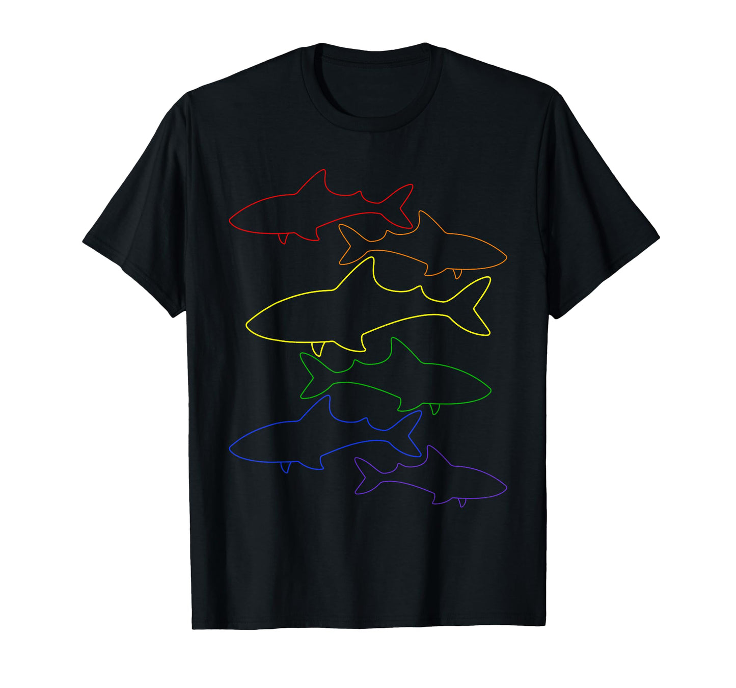 180g pure cotton round neck single side printed T-shirt, vintage rainbow flag shark animal lover LGBT gay pride festival support T-shirt, casual T-shirt for men and women, perfect T-shirt for holiday gifts, Christmas gifts, 2025 gifts, New Year gifts