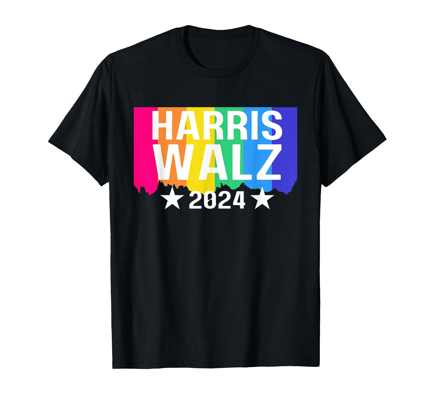 180g cotton round neck single side printed T-shirt, Harris Walz 2024 LGBTQ gay pride rainbow Kamala Harris T-shirt, casual T-shirts for men and women, perfect T-shirt for holiday gifts, Christmas gifts, 2025 gifts, New Year gifts