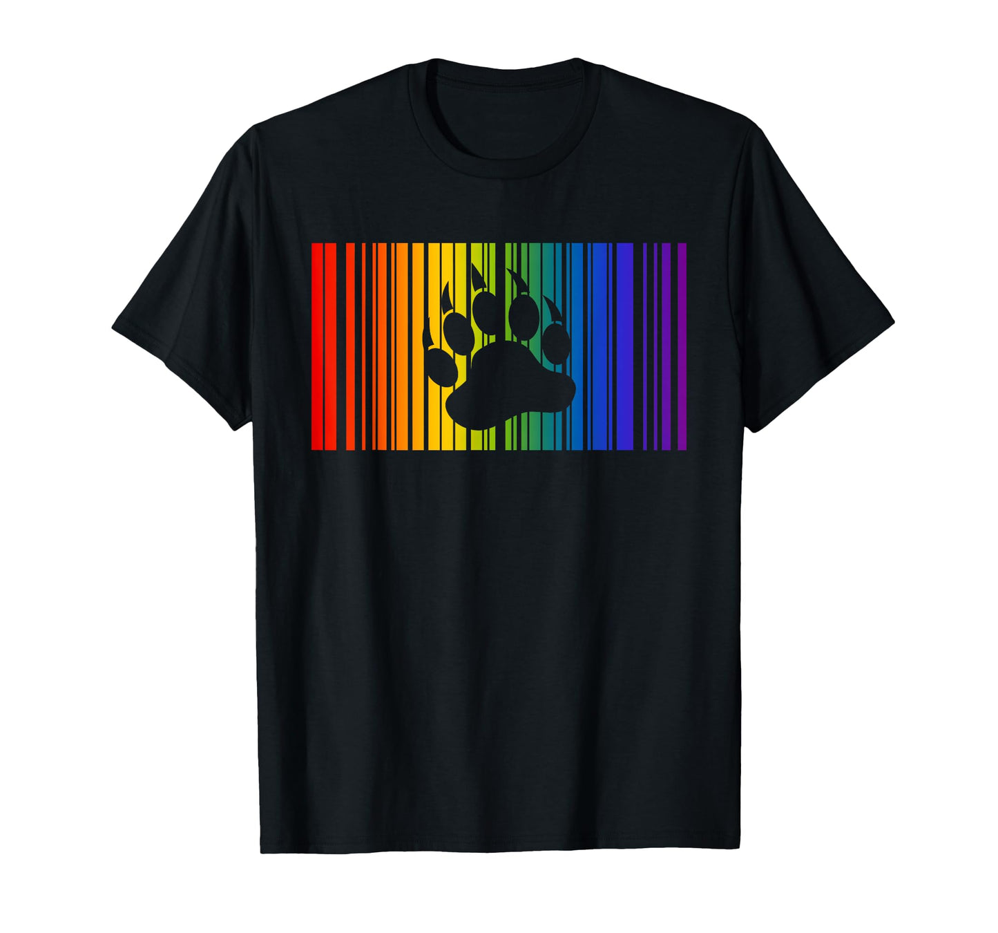 180g pure cotton round neck single side printed T-shirt, gay bear T-shirt - LGBT Paw barcode T-shirt, casual T-shirts for men and women, perfect T-shirt for holiday gifts, Christmas gifts, 2025 gifts, New Year gifts
