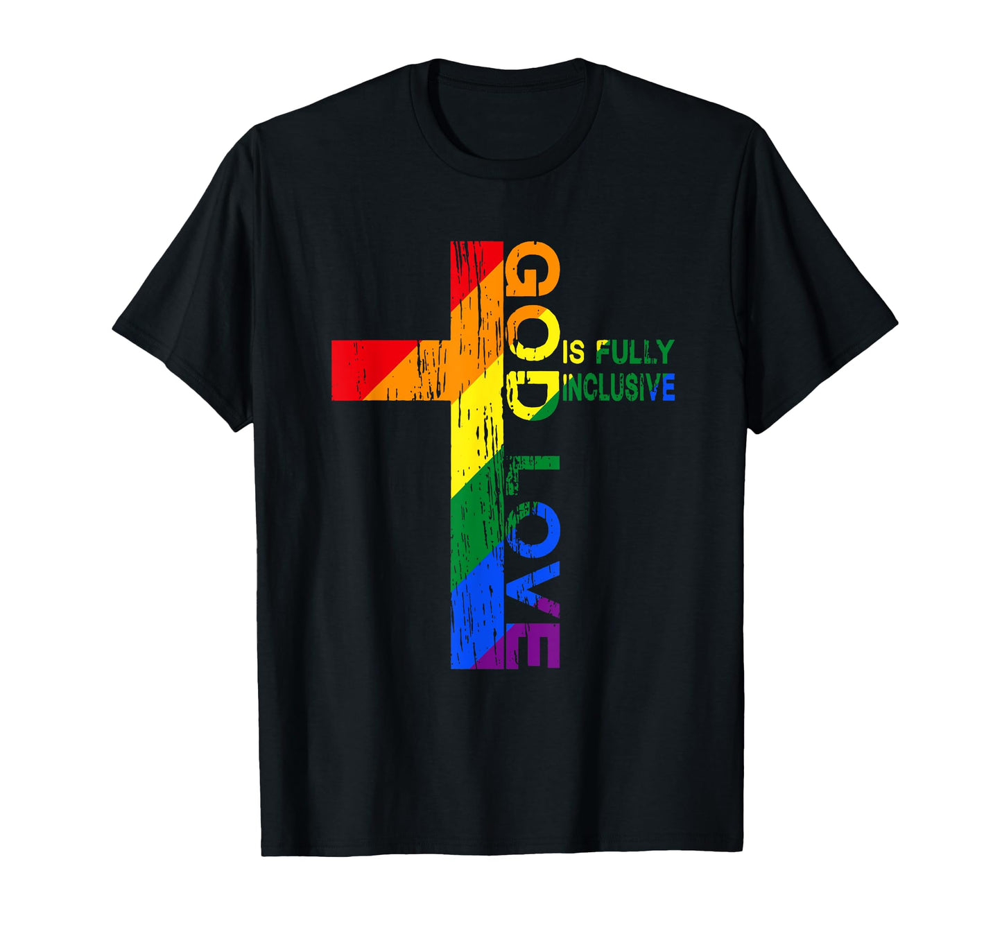 180g pure cotton round neck single-sided printed T-shirt, God's love is fully inclusive Christian Jesus LGBT gay pride T-shirt, casual T-shirt for men and women, perfect T-shirt for holiday gifts, Christmas gifts, 2025 gifts, New Year gifts