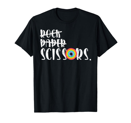 180g pure cotton round neck single side printed T-shirt, rock paper scissors lesbian funny gay pride month LGBT women's T-shirt, casual T-shirts for men and women, perfect T-shirt for holiday gifts, Christmas gifts, 2025 gifts, New Year gifts