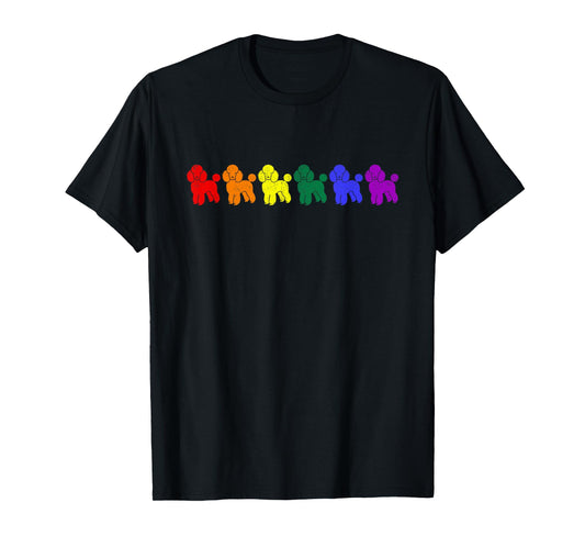 180g pure cotton round neck single side printed T-shirt, Poodle LGBTQ Rainbow Flag Gay Pride Month Animal Lover T-shirt, Casual T-shirt for men and women, Perfect T-shirt for holiday gifts, Christmas gifts, 2025 gifts, New Year gifts