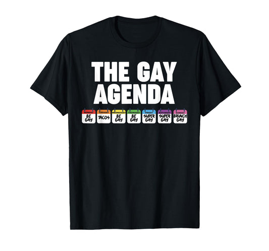 180g pure cotton round neck single side printed T-shirt, gay agenda T-shirt, casual T-shirt for men and women, perfect T-shirt for holiday gifts, Christmas gifts, 2025 gifts, New Year gifts