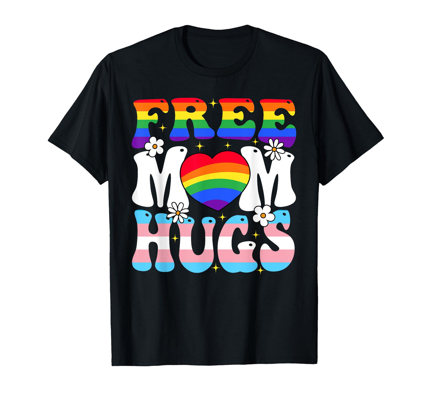 180g pure cotton round neck single side printed t-shirt, free mom hug transgender lesbian gay LGBT pride rainbow flag t-shirt, casual t-shirt for men and women, perfect t-shirt for holiday gift, Christmas gift, 2025 gift, New Year gift