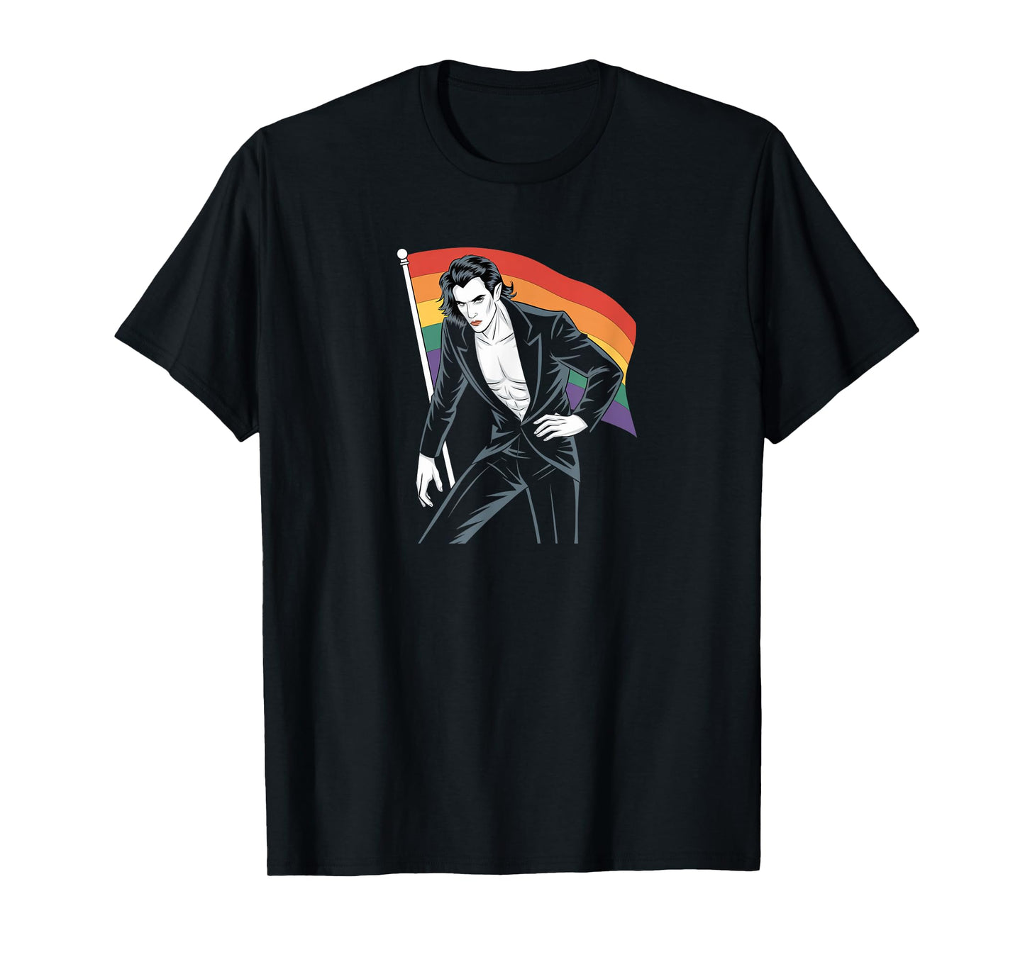 180g pure cotton round neck single side printed T-shirt, proud vampire Dracula muscle dad gay pride LGBT Halloween T-shirt, casual T-shirt for men and women, perfect T-shirt for holiday gifts, Christmas gifts, 2025 gifts, New Year gifts