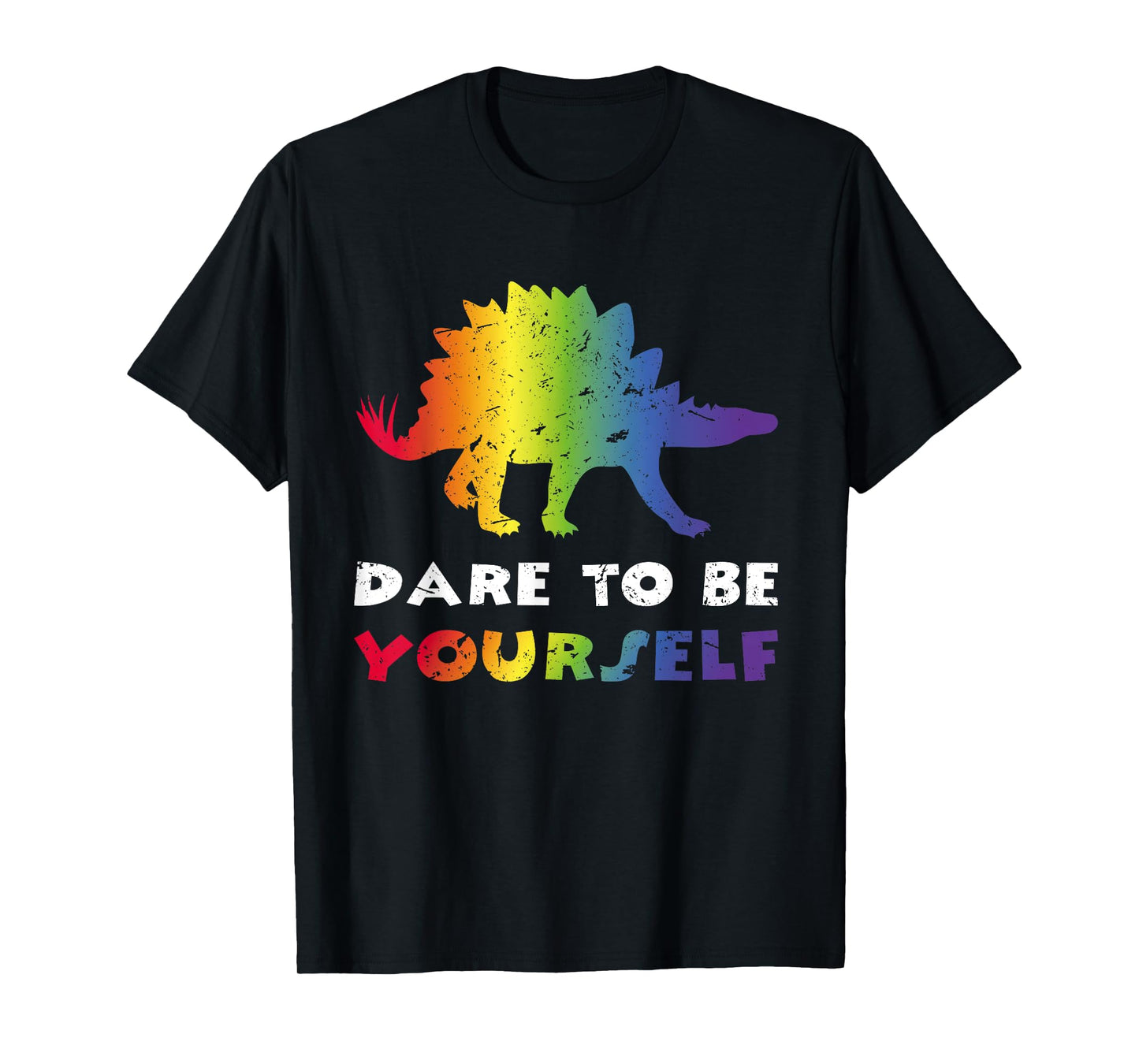 180g pure cotton round neck single-sided printed T-shirt, LGBT dinosaur dare to be yourself bisexual gay dinosaur T-shirt, casual T-shirt suitable for men and women, perfect T-shirt for holiday gifts, Christmas gifts, 2025 gifts, New Year gifts