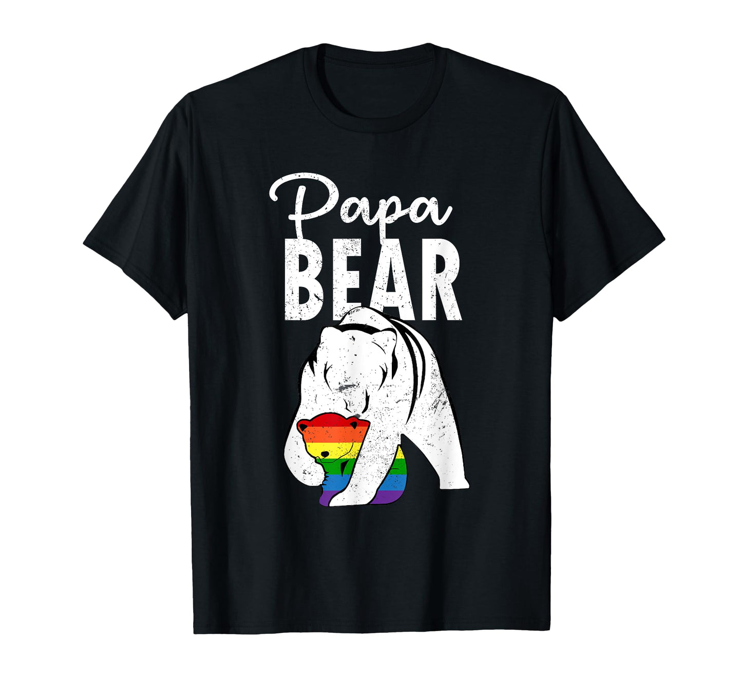 180g pure cotton round neck single side printed T-shirt, Papa Bear gay pride rainbow flag LGBT dad camping Father's Day T-shirt, casual T-shirts for men and women, perfect T-shirt for holiday gifts, Christmas gifts, 2025 gifts, New Year gifts