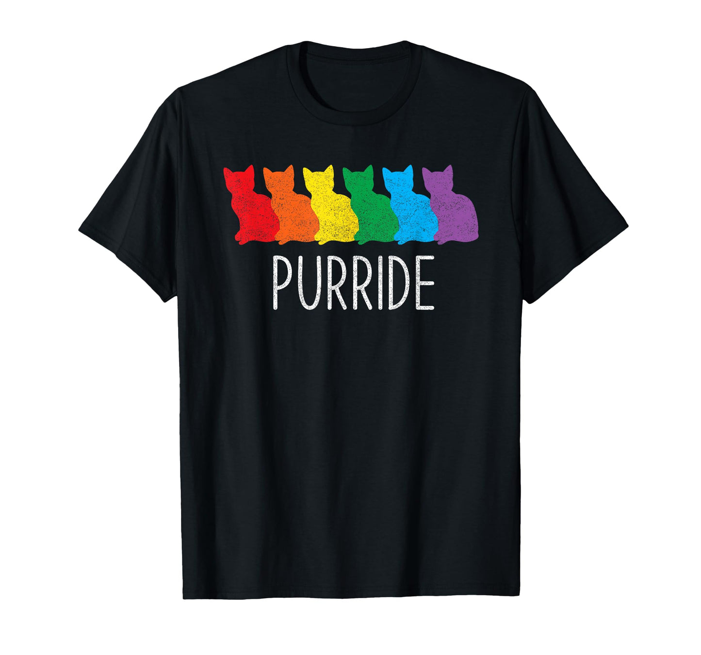 180g pure cotton round neck single-sided printed T-shirt, funny cat Purride rainbow LGBTQ gay pride T-shirt, casual T-shirt for men and women, perfect T-shirt for holiday gifts, Christmas gifts, 2025 gifts, New Year gifts