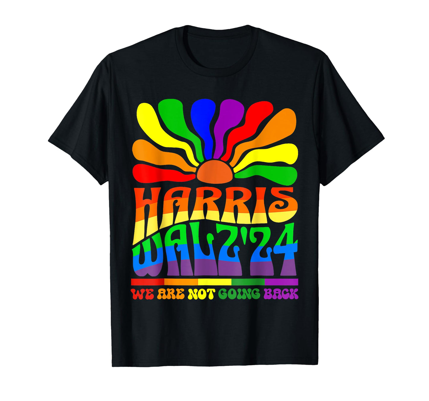 180g cotton round neck single side printed t-shirt, Harris Waltz 2024 We Won't Look Back Gay Pride LGBT T-shirt, casual t-shirts for men and women, perfect t-shirt for holiday gifts, Christmas gifts, 2025 gifts, New Year gifts