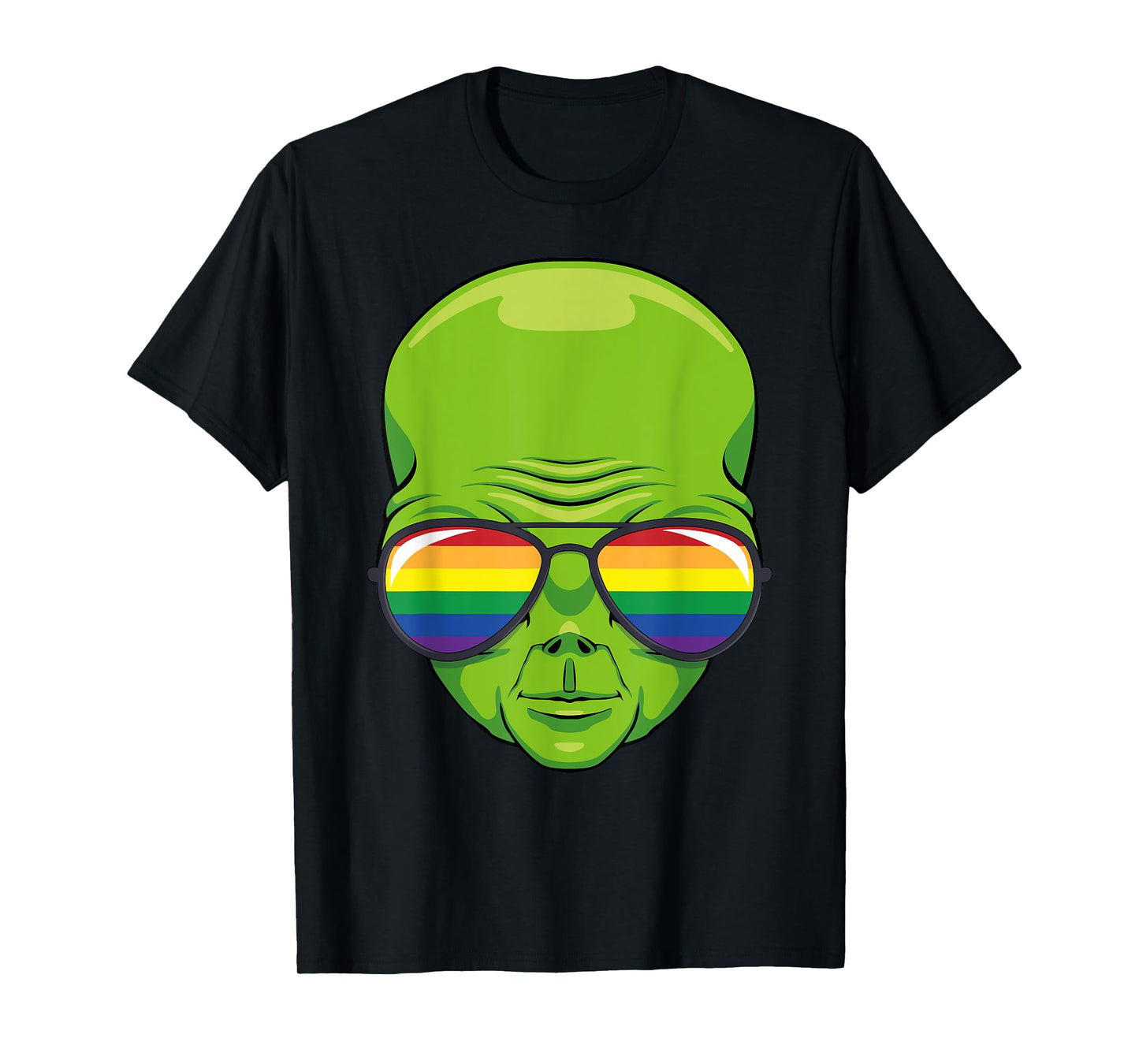 180g pure cotton round neck single side printed T-shirt, green alien LGBT rainbow flag alien gay pride T-shirt, casual T-shirt for men and women, perfect T-shirt for holiday gift, Christmas gift, 2025 gift, New Year gift
