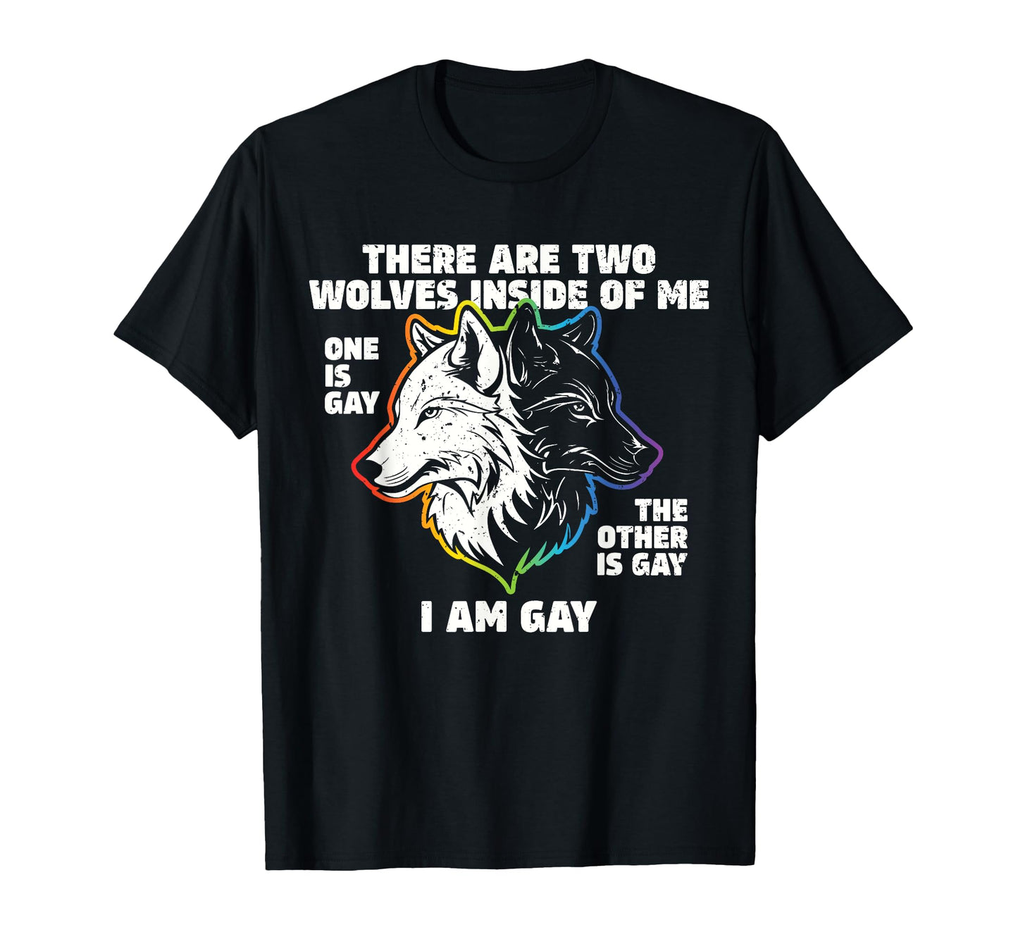 180g pure cotton round neck single-sided printed T-shirt, I have two wolves in my heart, a gay LGBTQ pride T-shirt, casual T-shirts for men and women, perfect T-shirt for holiday gifts, Christmas gifts, 2025 gifts, New Year gifts