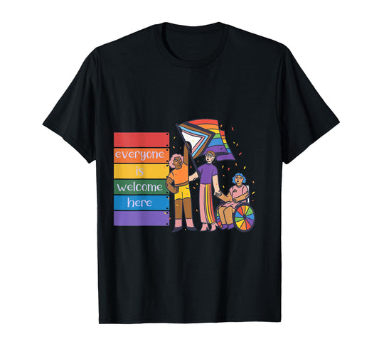 180g pure cotton round neck single side printed t-shirt, disabled pride day, welcome everyone, human rights t-shirt, casual t-shirt for men and women, perfect t-shirt for holiday gifts, Christmas gifts, 2025 gifts, New Year gifts