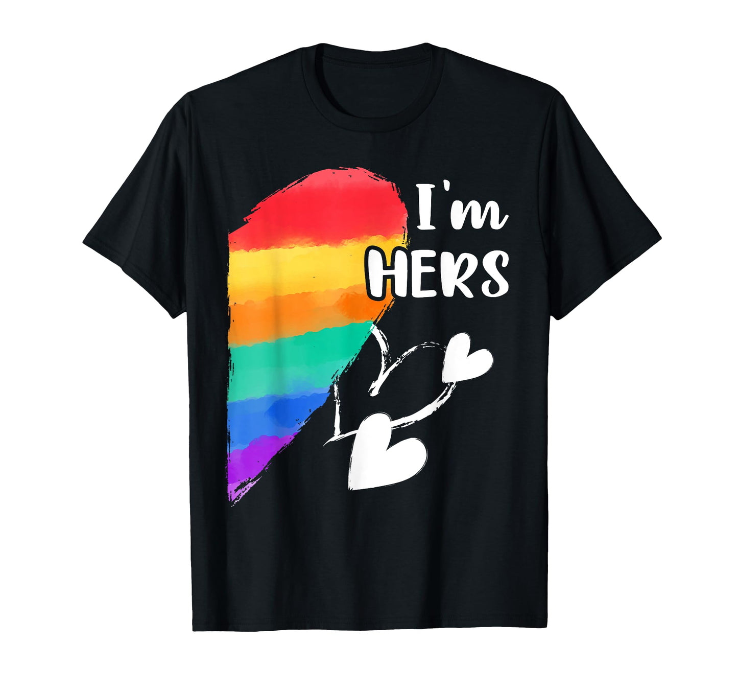 180g pure cotton round neck single-sided printed T-shirt, rainbow LGBT heart-shaped couple gay and lesbian T-shirt, casual T-shirt suitable for men and women, perfect T-shirt for holiday gifts, Christmas gifts, 2025 gifts, New Year gifts