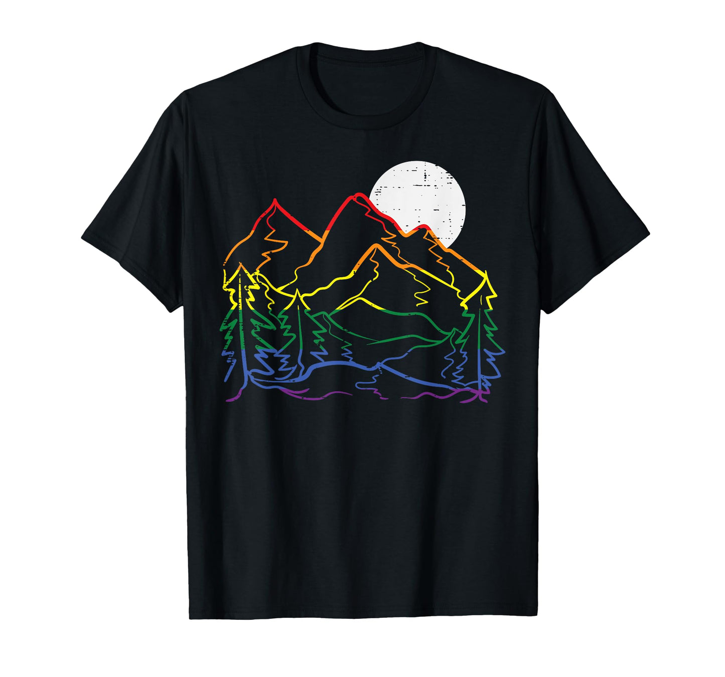 180g pure cotton round neck single side printed T-shirt, Gay Mountains Rainbow Pride Flag LGBTQ Hiking Camp Men's Women's T-shirt, Casual T-shirts for Men and Women, Perfect T-shirt for Holiday Gifts, Christmas Gifts, 2025 Gifts, New Year Gifts