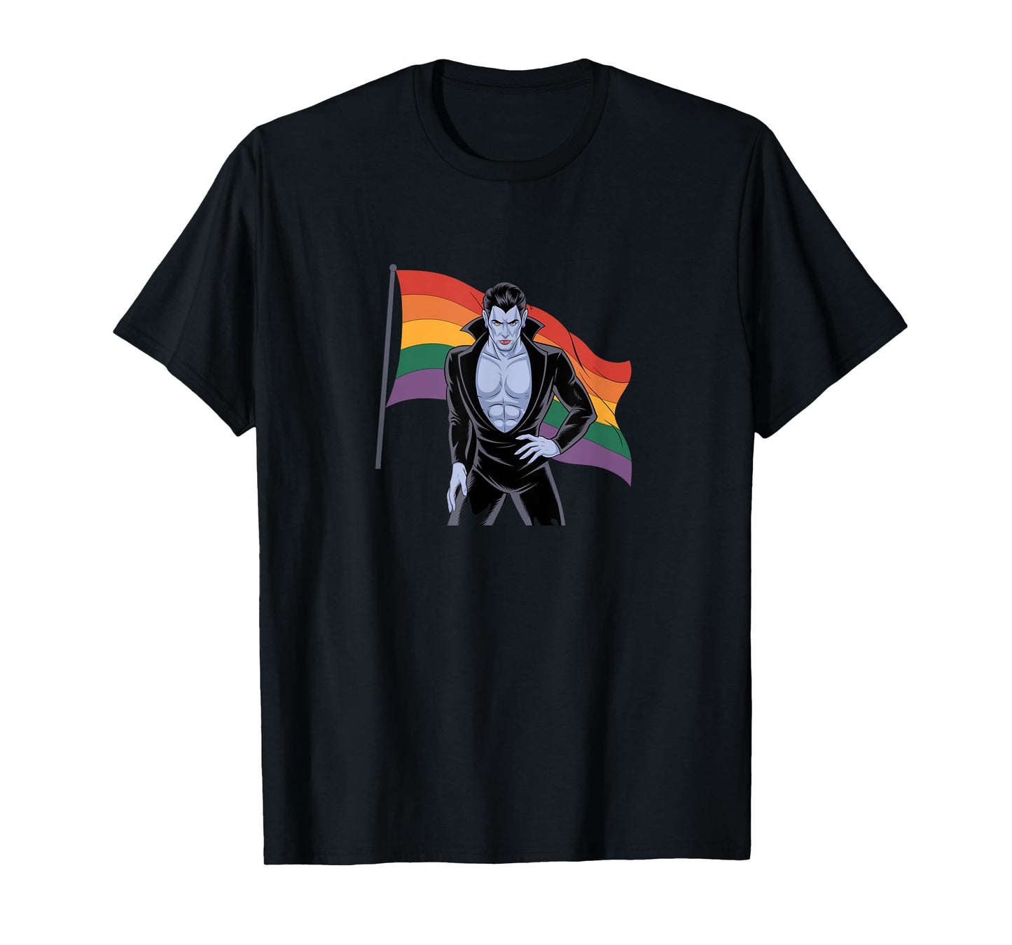 180g pure cotton round neck single side printed T-shirt, proud vampire Dracula muscle dad gay pride LGBT Halloween T-shirt, casual T-shirt for men and women, perfect T-shirt for holiday gifts, Christmas gifts, 2025 gifts, New Year gifts
