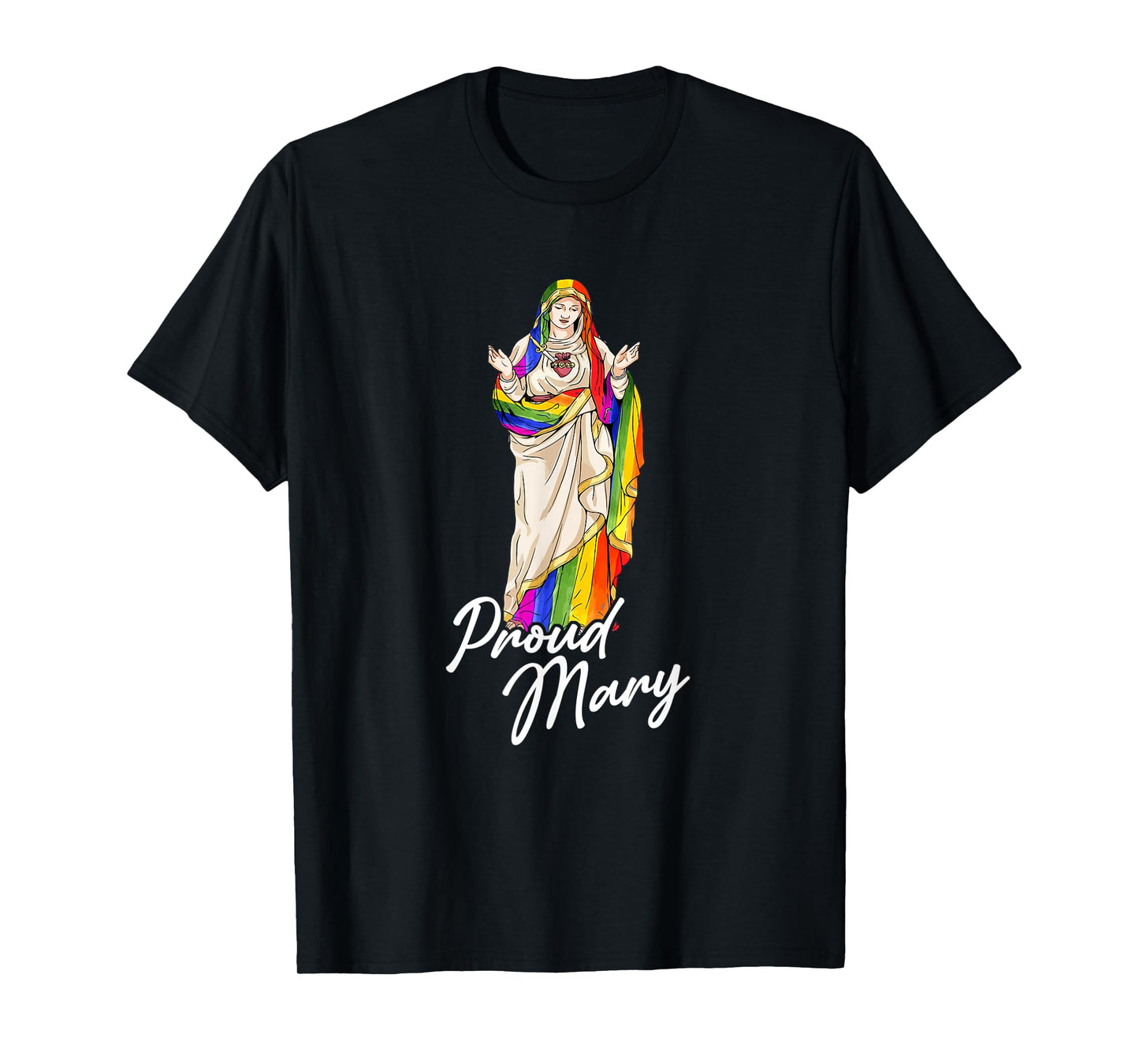 180g pure cotton round neck single side printed T-shirt, Proud LGBT Mary Rainbow Flag Gay Pride Day Support LGBTQ T-shirt, Casual T-shirt for men and women, Perfect T-shirt for holiday gifts, Christmas gifts, 2025 gifts, New Year gifts
