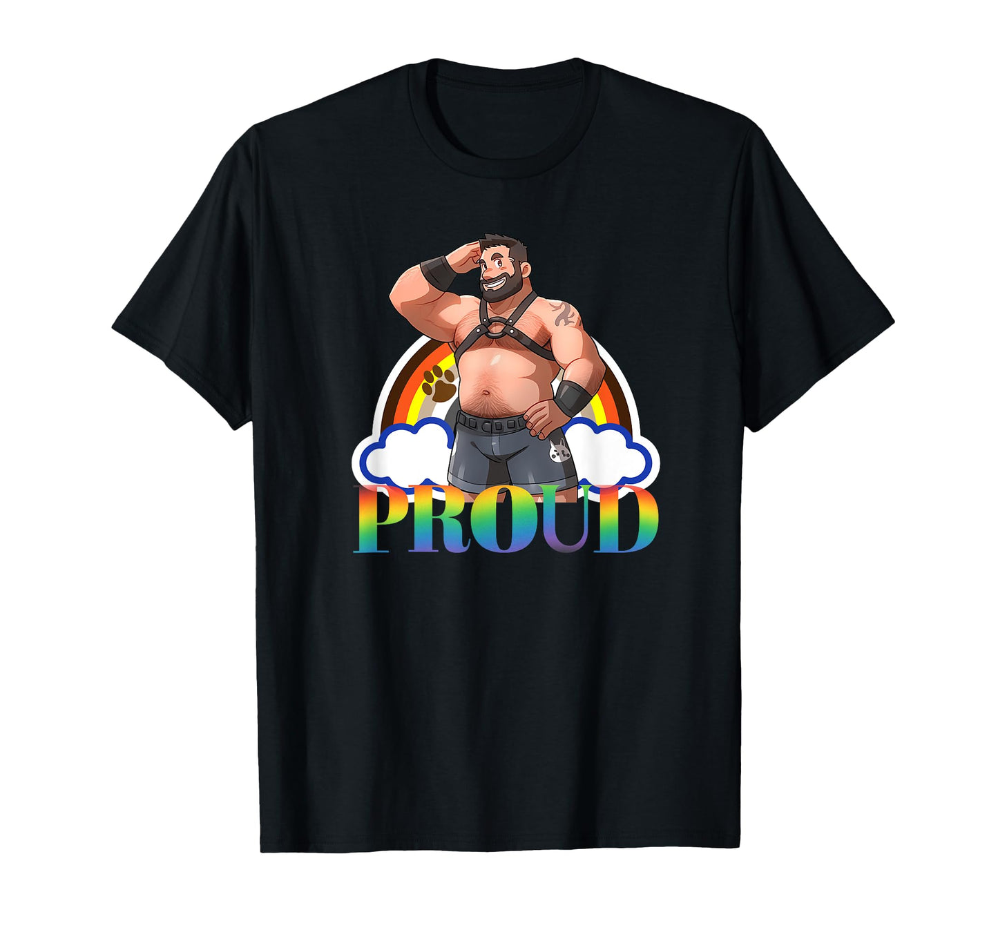 180g pure cotton round neck single side printed t-shirt, Proud gay pride day - leather gay dad male bear gay beard t-shirt, casual t-shirts for men and women, perfect t-shirt for holiday gifts, Christmas gifts, 2025 gifts, New Year gifts