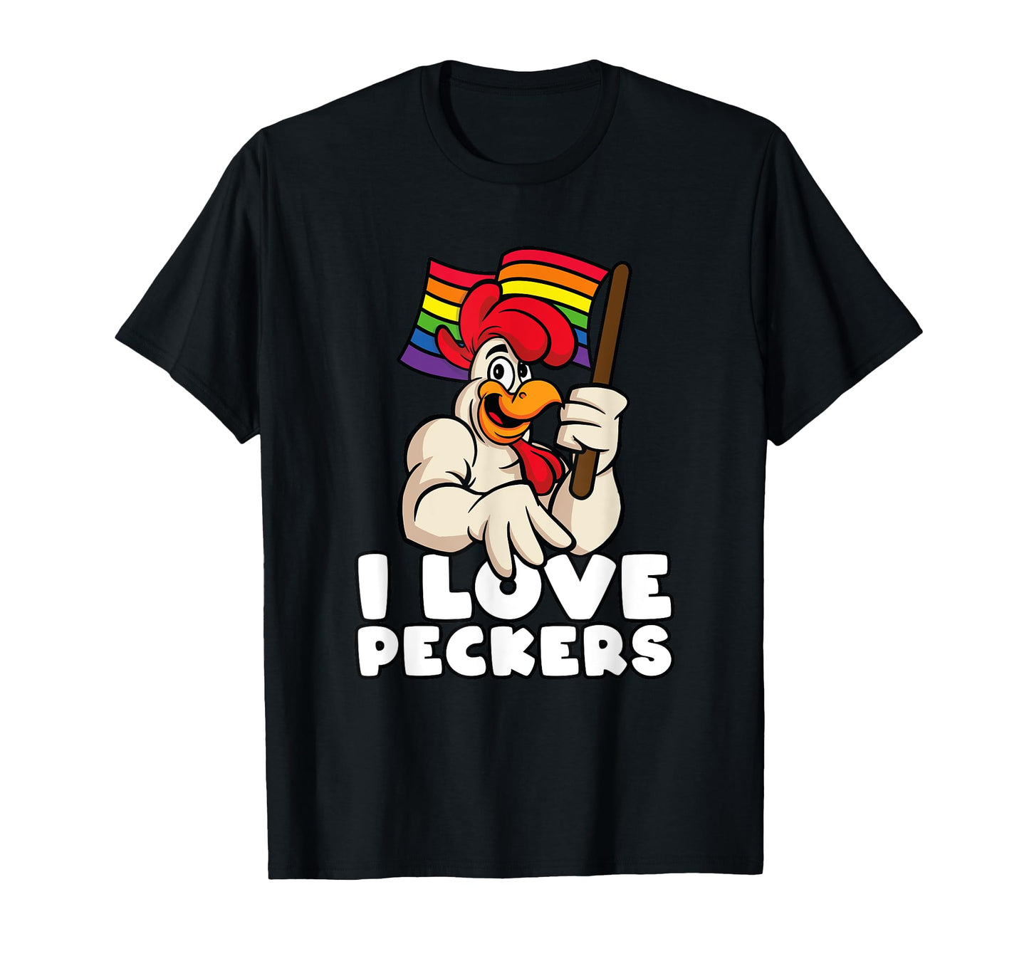 180g pure cotton round neck single side printed T-shirt, LGBT rainbow flag rooster pun I love woodpecker gay chicken daddy T-shirt, casual T-shirts for men and women, perfect T-shirt for holiday gifts, Christmas gifts, 2025 gifts, New Year gifts