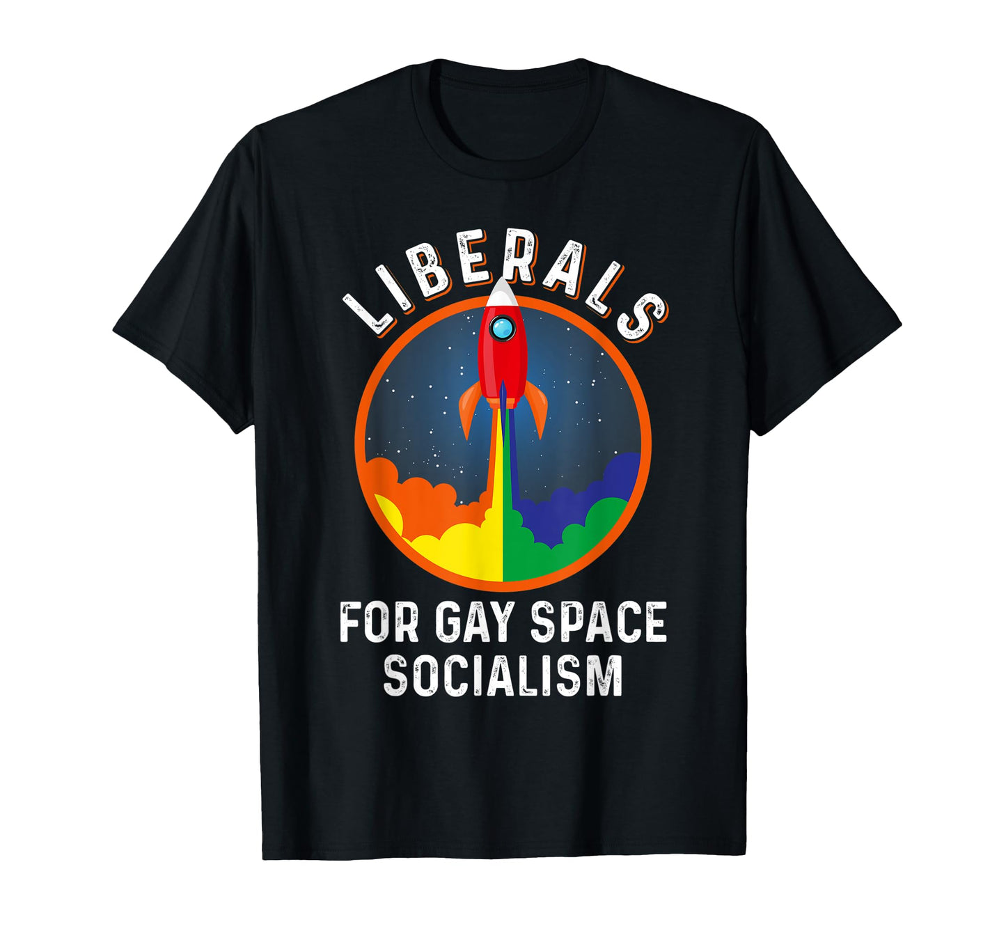 180g pure cotton round neck single side printed t-shirt, Libertarians support gay space socialism | LGBTQ rainbow pride t-shirt, casual t-shirts for men and women, perfect t-shirt for holiday gifts, Christmas gifts, 2025 gifts, New Year gifts