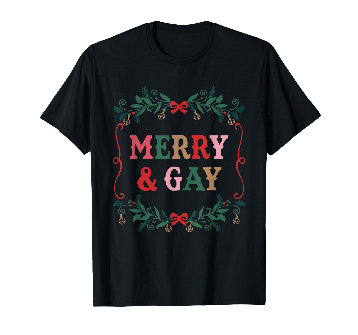 180g pure cotton round neck single side printed T-shirt, Merry Christmas LGBT Pride Month T-shirt, casual T-shirt for men and women, perfect T-shirt for holiday gifts, Christmas gifts, 2025 gifts, New Year gifts