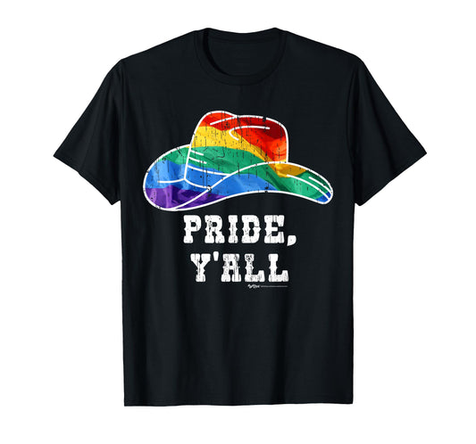 180g pure cotton round neck single side printed T-shirt, retro pride, hello, gay pride LGBT rainbow flag cowboy hat T-shirt, casual T-shirt for men and women, perfect T-shirt for holiday gifts, Christmas gifts, 2025 gifts, New Year gifts
