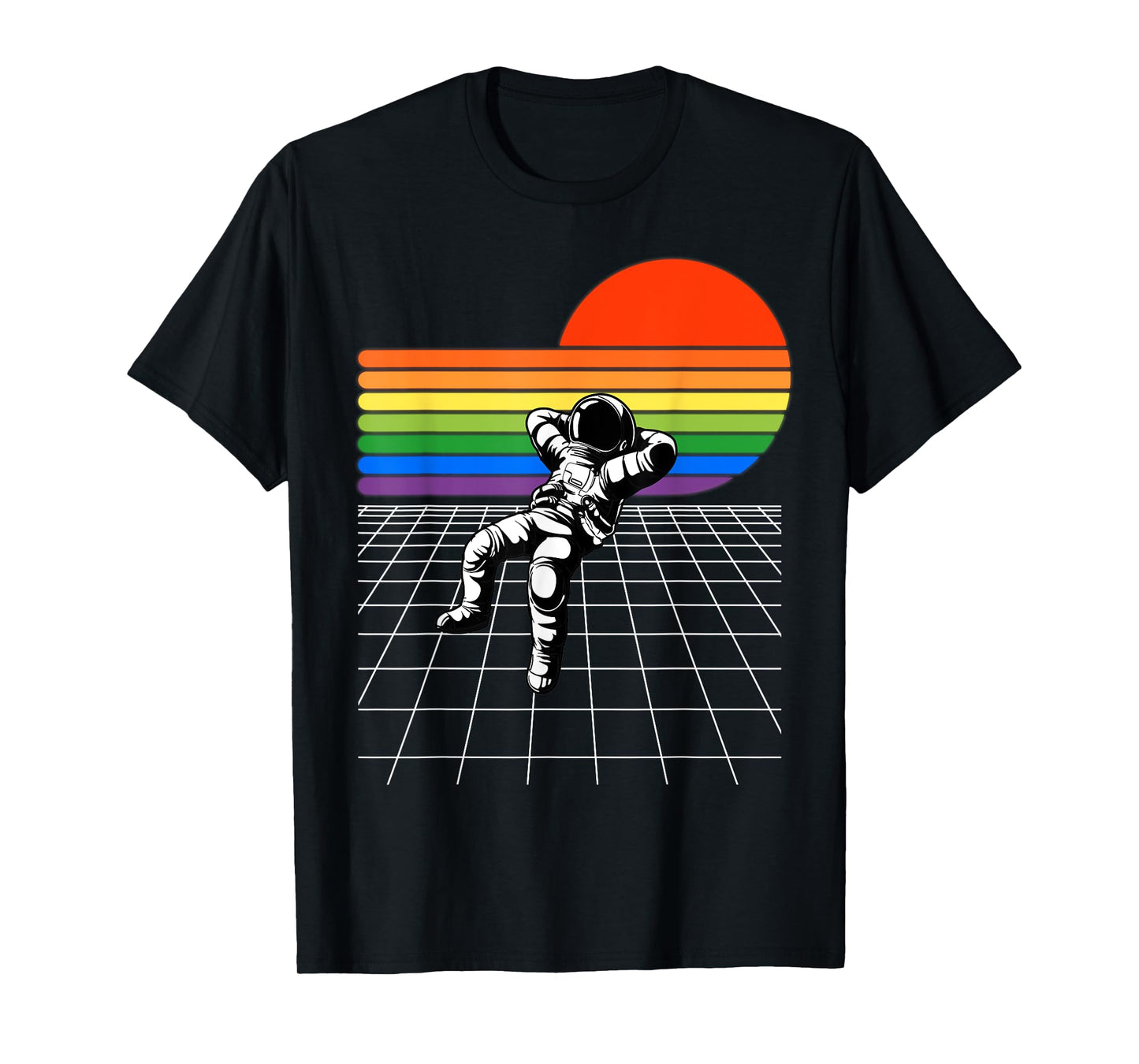 180g cotton round neck single side printed t-shirt, LGBTQ rainbow astronaut moon | retro 80s plaid gay pride t-shirt, casual t-shirts for men and women, perfect t-shirt for holiday gift, Christmas gift, 2025 gift, New Year gift