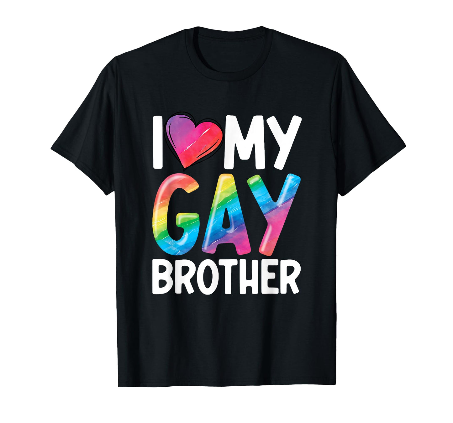 180g pure cotton round neck single side printed T-shirt, LGBTQ Ally Pride support rainbow flag I love my gay brother T-shirt, casual T-shirt for men and women, perfect T-shirt for holiday gifts, Christmas gifts, 2025 gifts, New Year gifts