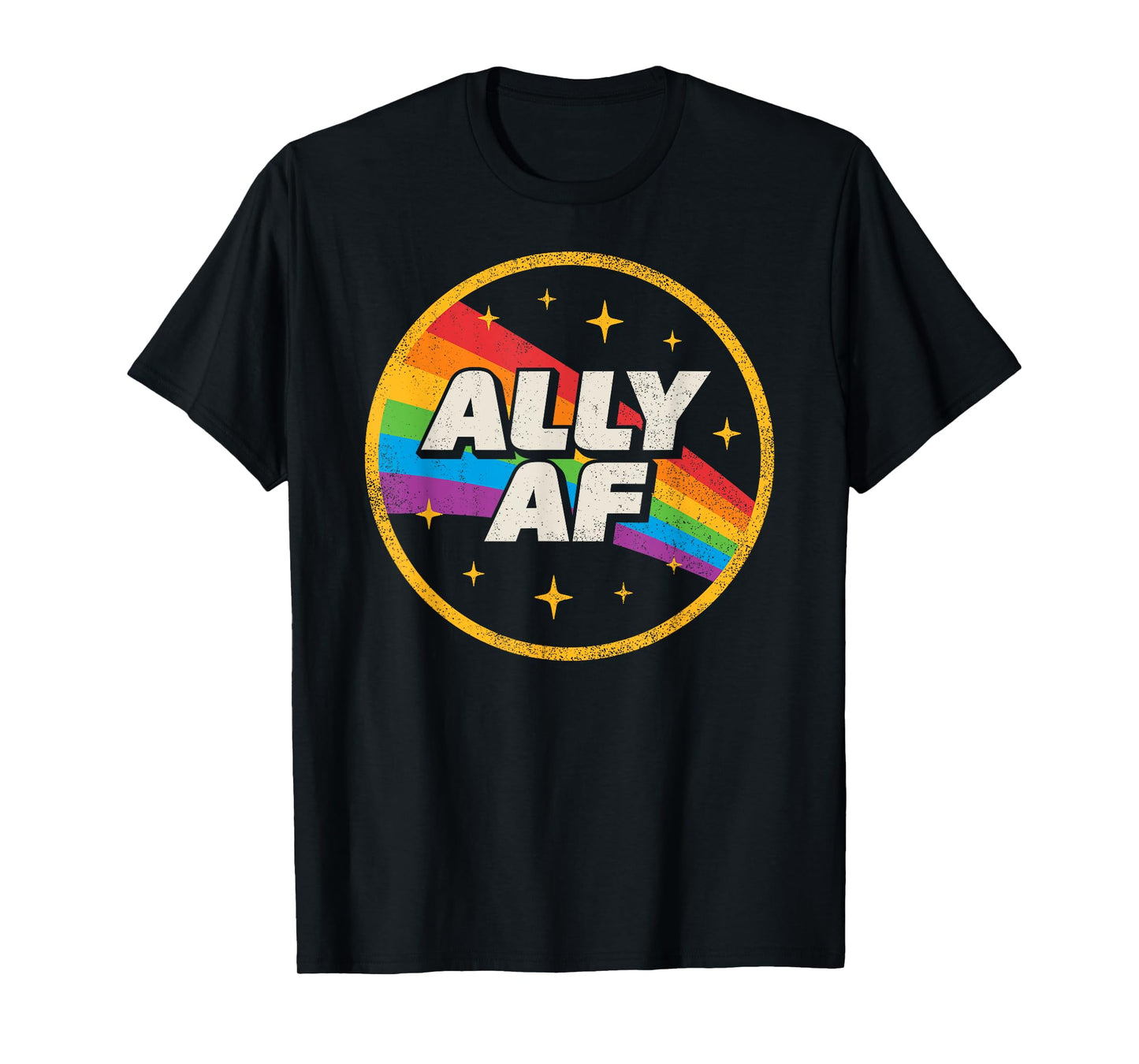 180g pure cotton round neck single side printed T-shirt, LGBTQ Ally AF Lesbian Pride LGBT Rainbow Retro T-shirt, Casual T-shirt for men and women, Perfect T-shirt for holiday gifts, Christmas gifts, 2025 gifts, New Year gifts
