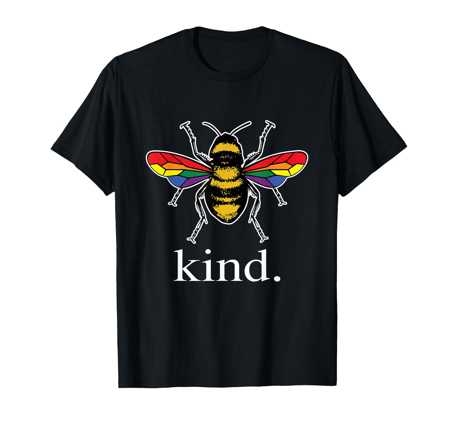 180g pure cotton round neck single side printed T-shirt, Bee Kind LGBTQ Ally gay pride rainbow bumblebee positivity T-shirt, casual T-shirt for men and women, perfect T-shirt for holiday gift, Christmas gift, 2025 gift, New Year gift