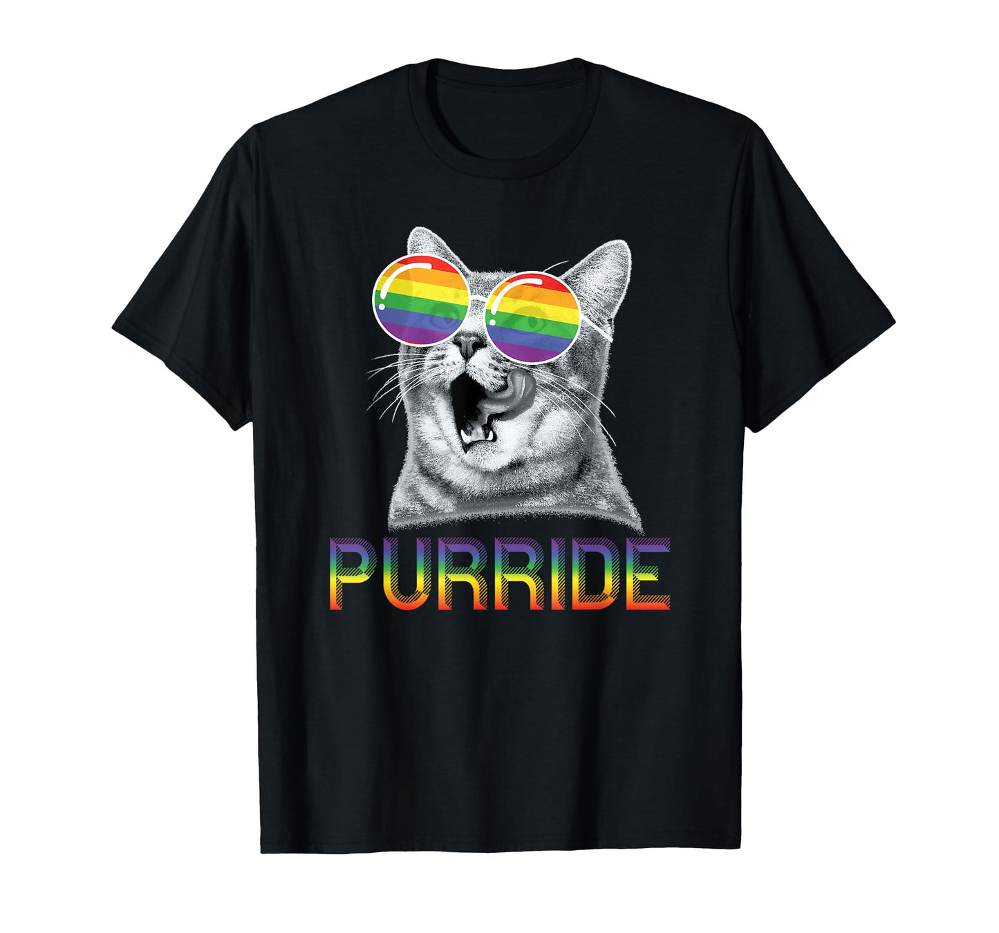 180g pure cotton round neck single side printed t-shirt, funny cat gay pride rainbow sunglasses LGBTQ t-shirt, casual t-shirts for men and women, perfect t-shirt for holiday gifts, Christmas gifts, 2025 gifts, New Year gifts