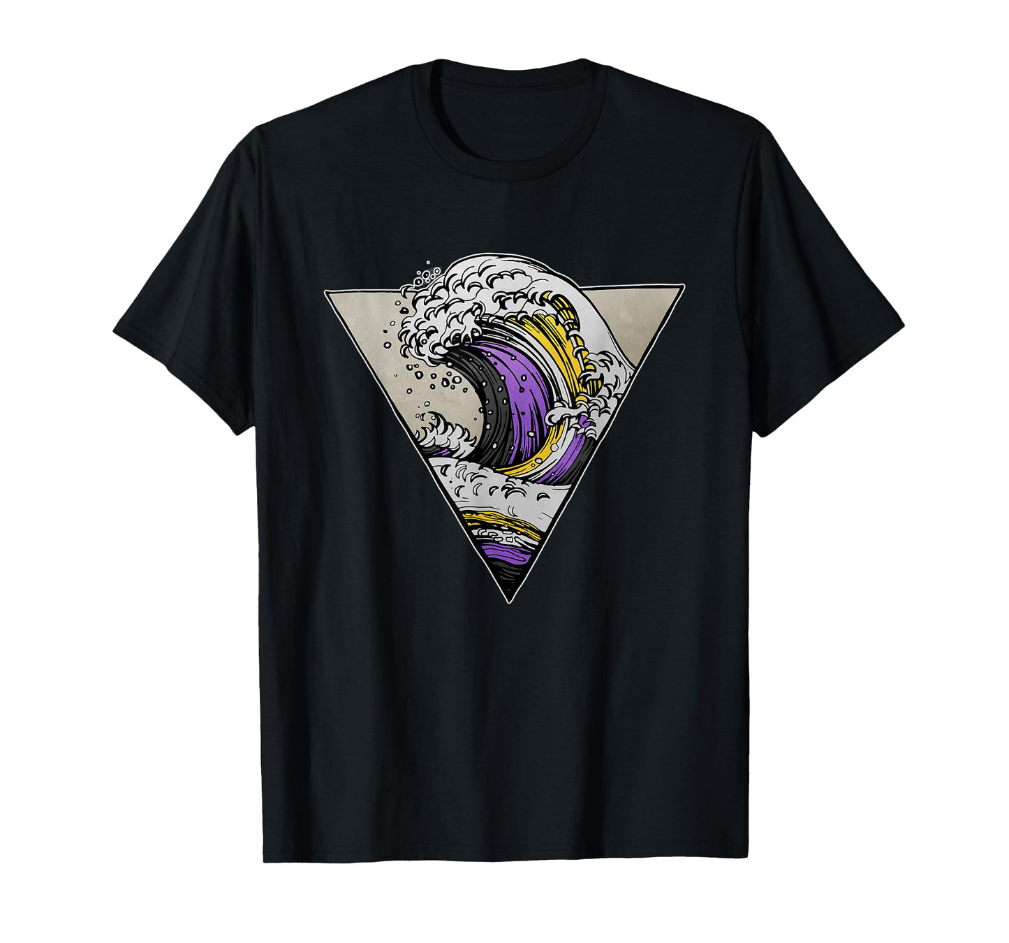 180g pure cotton round neck single side printed T-shirt, non-binary ocean wave Enby pride flag LGBT transgender gay T-shirt, casual T-shirts for men and women, perfect T-shirt for holiday gifts, Christmas gifts, 2025 gifts, New Year gifts