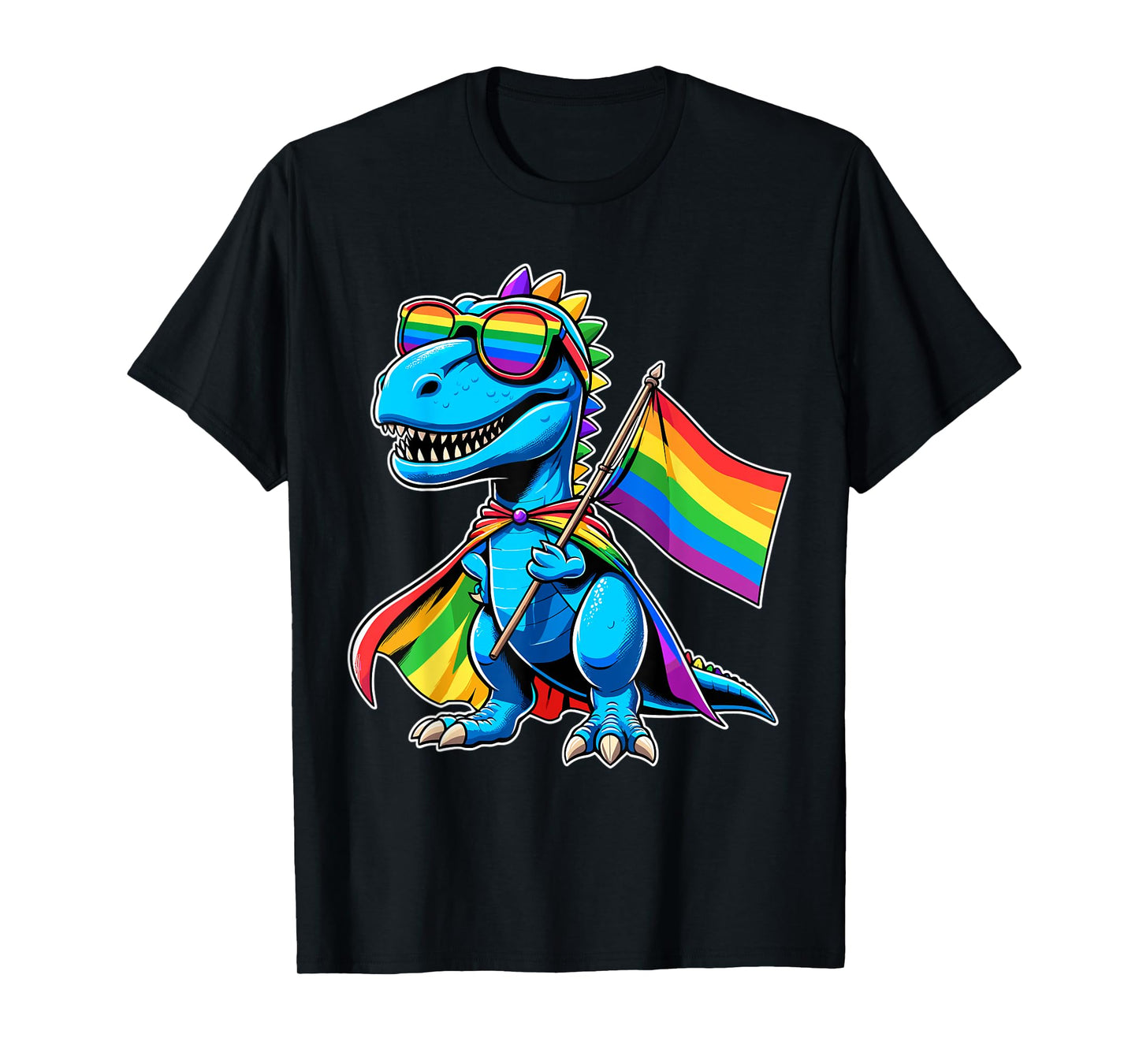 180g pure cotton round neck single side printed t-shirt, dinosaur gay pride LGBT rainbow flag t-shirt, casual t-shirt for men and women, perfect t-shirt for holiday gift, Christmas gift, 2025 gift, New Year gift