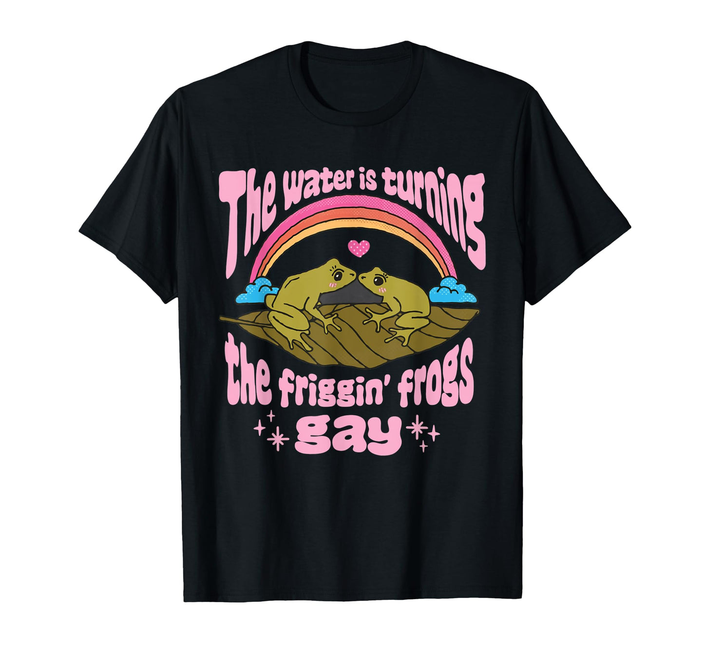 180g pure cotton round neck single side printed t-shirt, water is turning the damn frogs into gay frogs bisexual pride t-shirt, casual t-shirts for men and women, perfect t-shirt for holiday gifts, Christmas gifts, 2025 gifts, New Year gifts