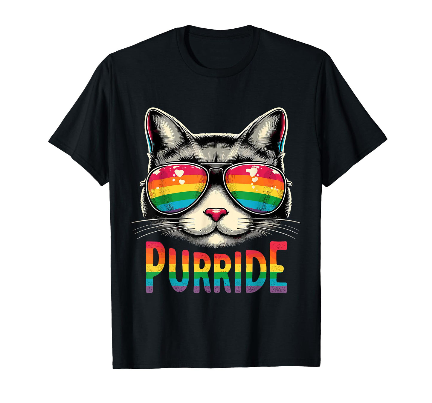 180g pure cotton round neck single side printed t-shirt, cat gay pride rainbow LGBTQ t-shirt, casual t-shirt for men and women, perfect t-shirt for holiday gift, Christmas gift, 2025 gift, New Year gift