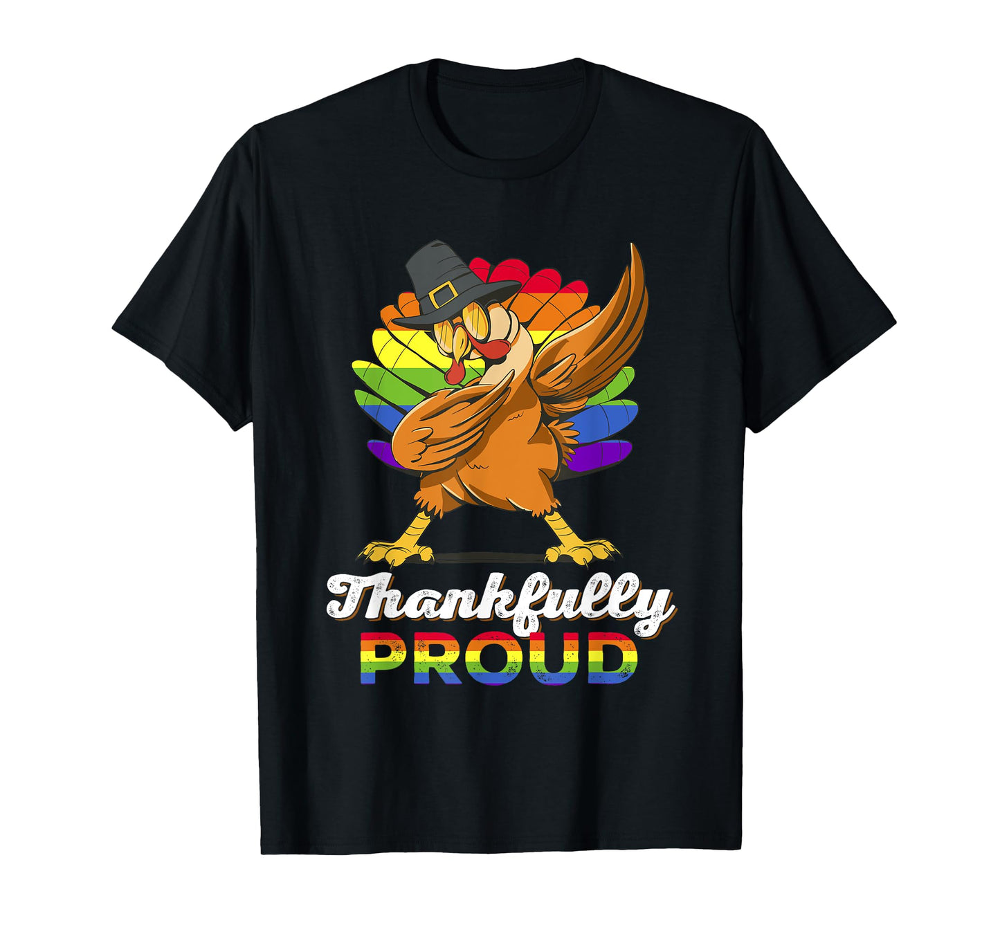 180g pure cotton round neck single-sided printed T-shirt, LGBT Pride Dabbing Turkey Thanksgiving Pride LGBT T-shirt, casual T-shirts for men and women, perfect T-shirt for holiday gifts, Christmas gifts, 2025 gifts, New Year gifts