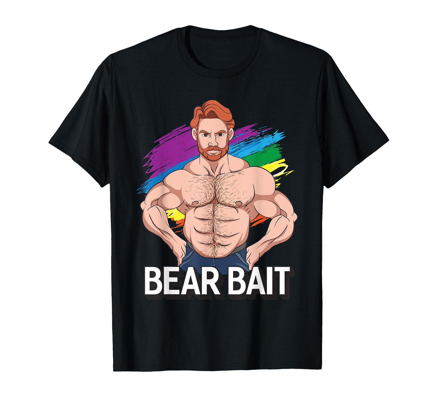 180g pure cotton round neck single side printed t-shirt, funny LGBT gay pride bear bait t-shirt, casual t-shirt for men and women, perfect t-shirt for holiday gift, Christmas gift, 2025 gift, New Year gift