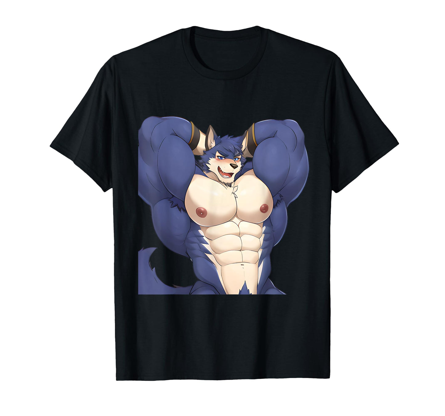 180g pure cotton round neck single-sided printed T-shirt, furry Bara muscle man Tiddies Fursona gay abs Yaoi Barazoku T-shirt, casual T-shirts for men and women, perfect T-shirts for holiday gifts, Christmas gifts, 2025 gifts, New Year gifts
