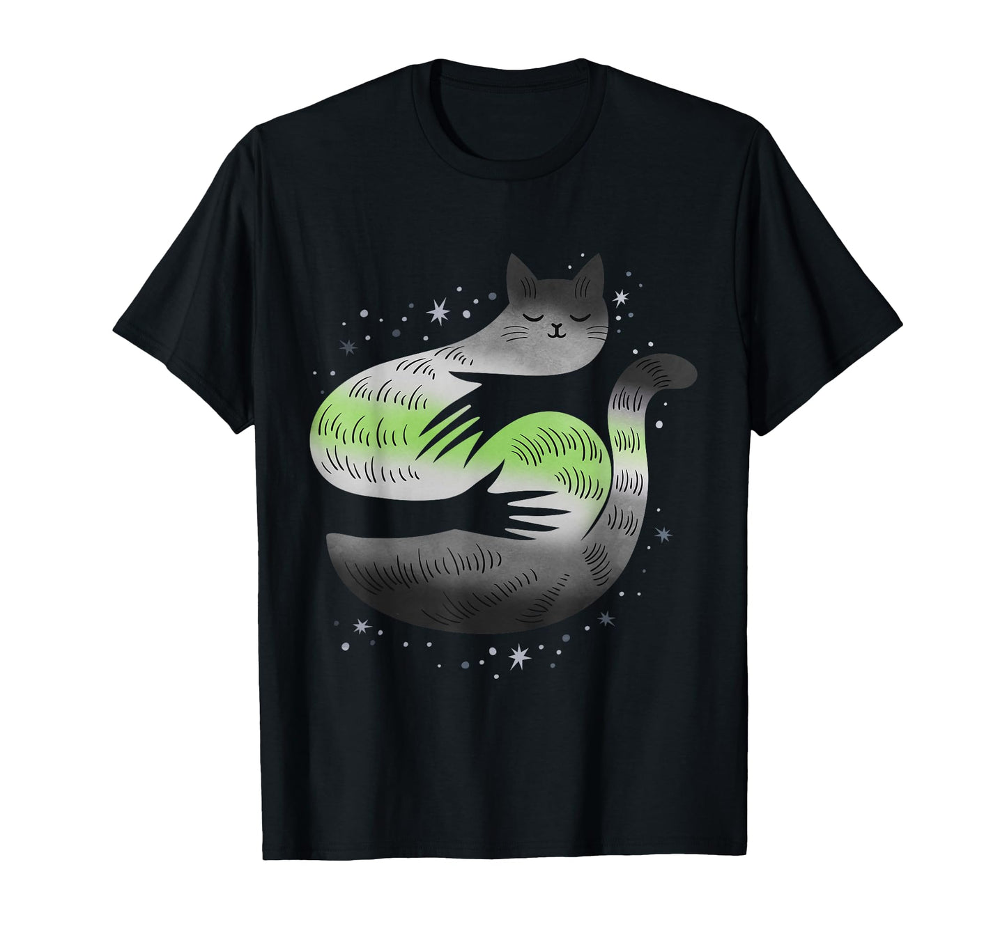 180g pure cotton round neck single side printed T-shirt, genderless flag cat embrace LGBT transgender non-binary gay pride T-shirt, casual T-shirt for men and women, perfect T-shirt for holiday gifts, Christmas gifts, 2025 gifts, New Year gifts
