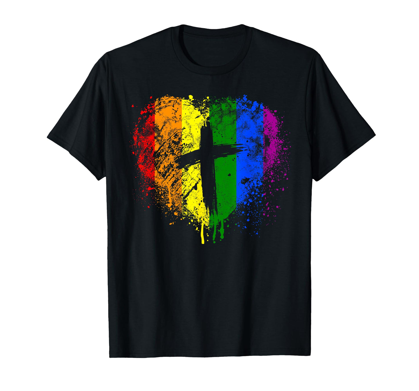 180g cotton round neck single side printed t-shirt, rainbow heart with cross, Christian gay pride t-shirt, casual t-shirt for men and women, perfect t-shirt for holiday gift, Christmas gift, 2025 gift, New Year gift