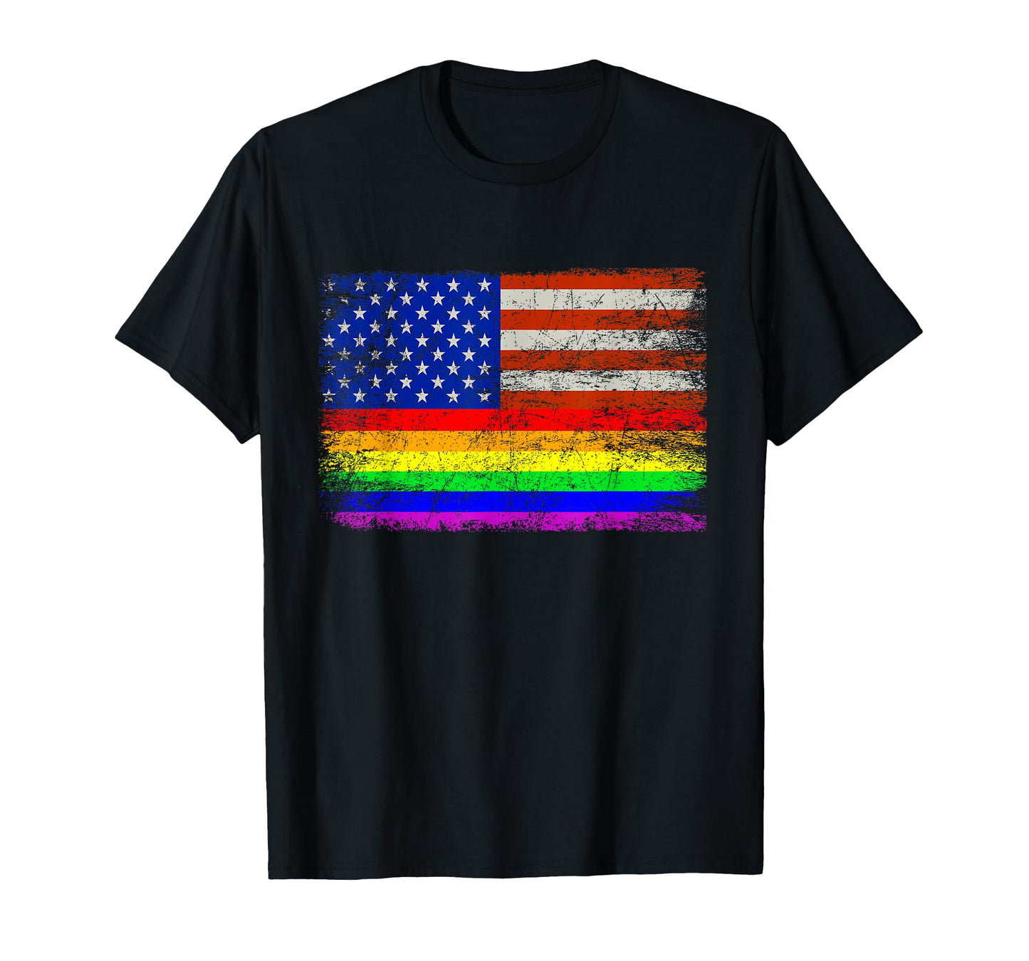180g pure cotton round neck single side printed T-shirt, LGBTQ Lesbian Pride July 4th American Rainbow Flag T-shirt, casual T-shirt for men and women, perfect T-shirt for holiday gift, Christmas gift, 2025 gift, New Year gift